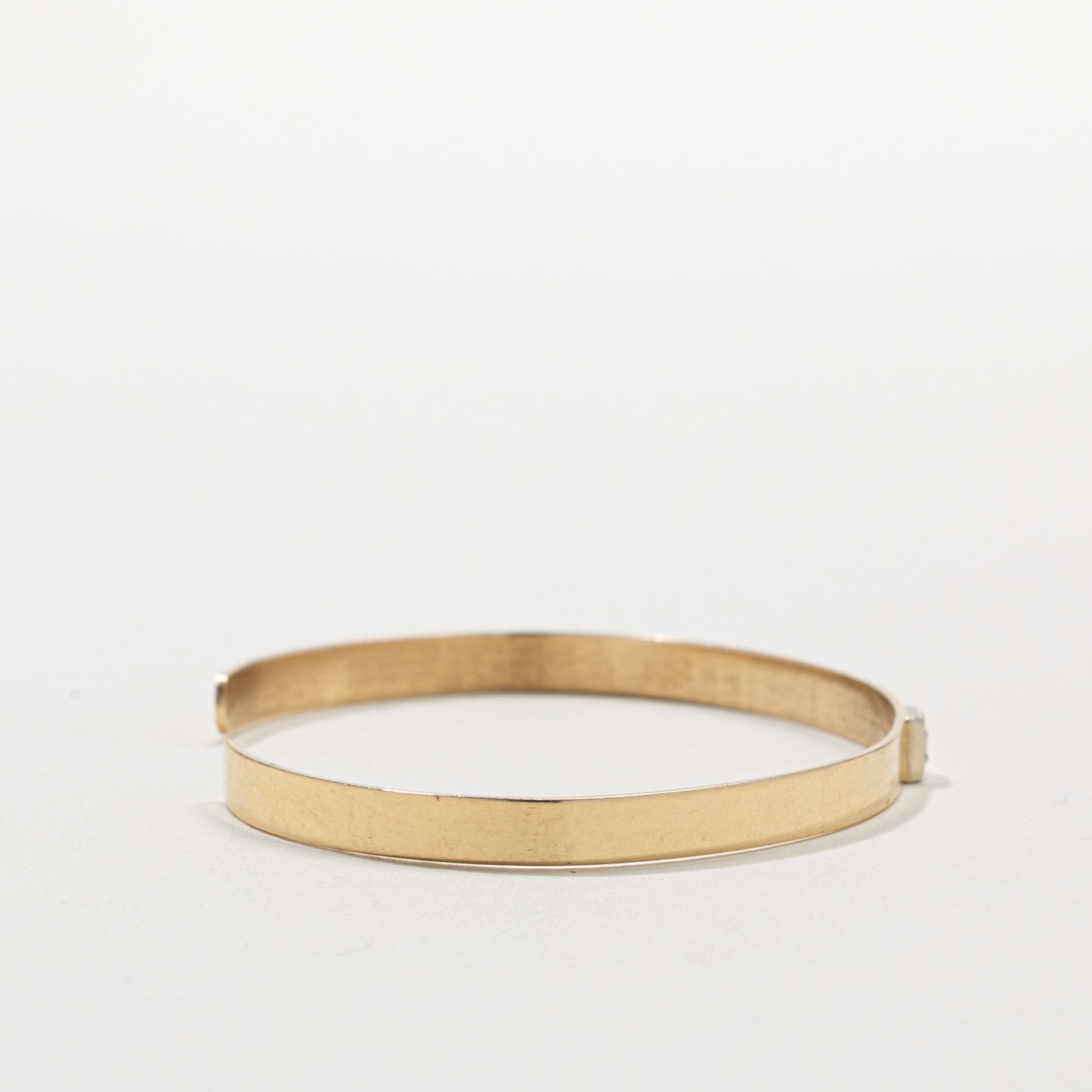 14k Yellow Gold Single Diamond Cuff Bracelet | 5"