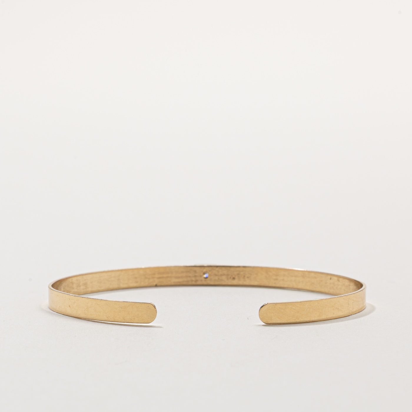 14k Yellow Gold Single Diamond Cuff Bracelet | 5"