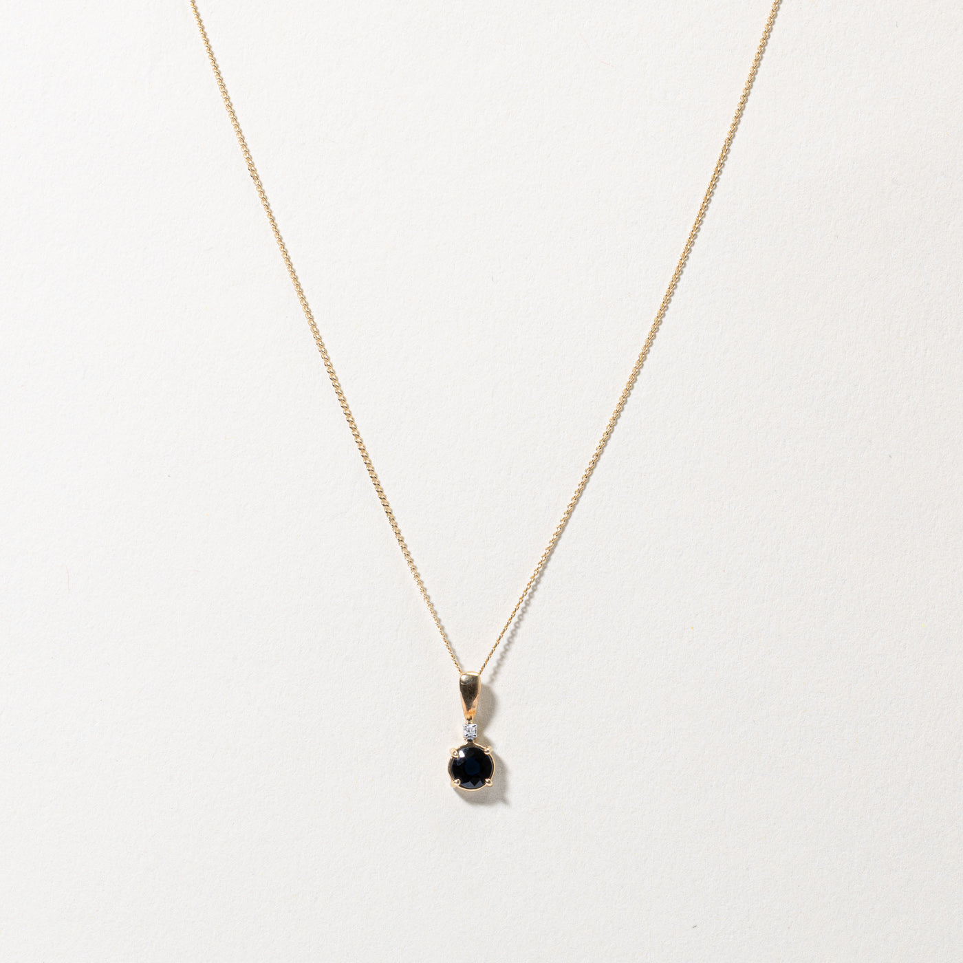Sapphire & Diamond Pendant Necklace | 0.50ct, 0.01ctw | 22"