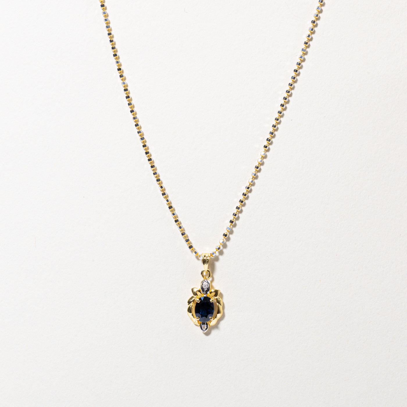 Sapphire & Diamond Accented Pendant Necklace | 0.90ct, 0.01ctw | 17"