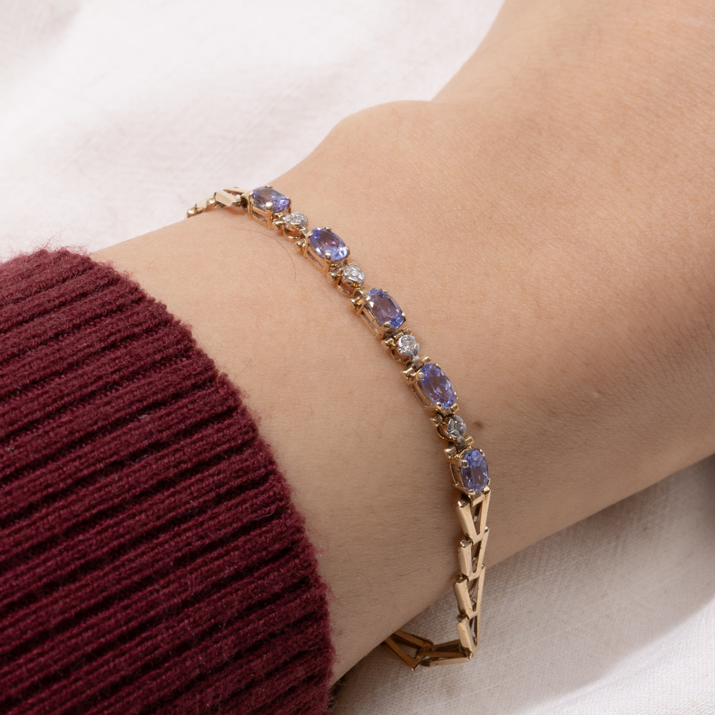 Bracelet en tanzanite et diamants | 18 cm