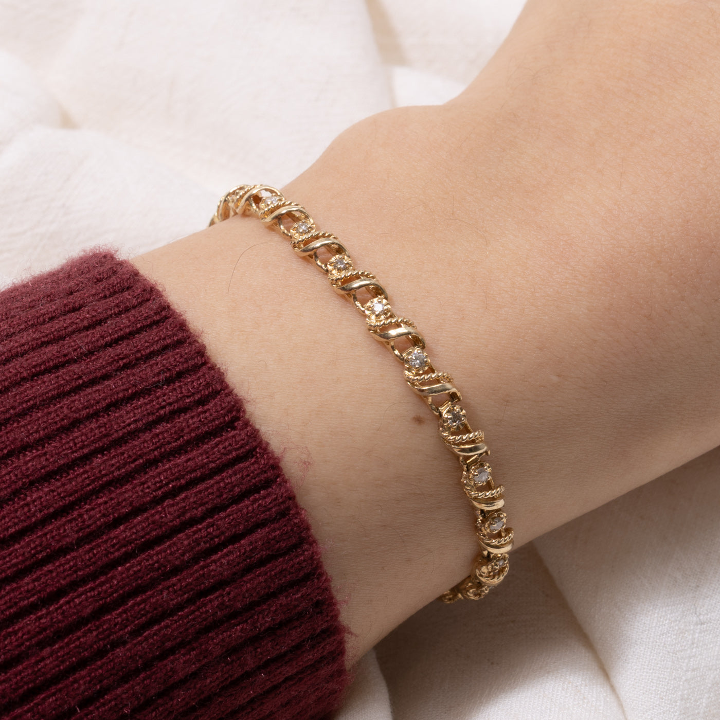 Illusion Set Diamond Rope Twist Tennis Bracelet | 0.2ct | 7"