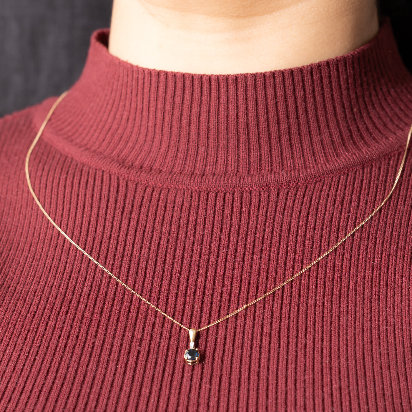 Sapphire & Diamond Pendant Necklace | 0.50ct, 0.01ctw | 22"