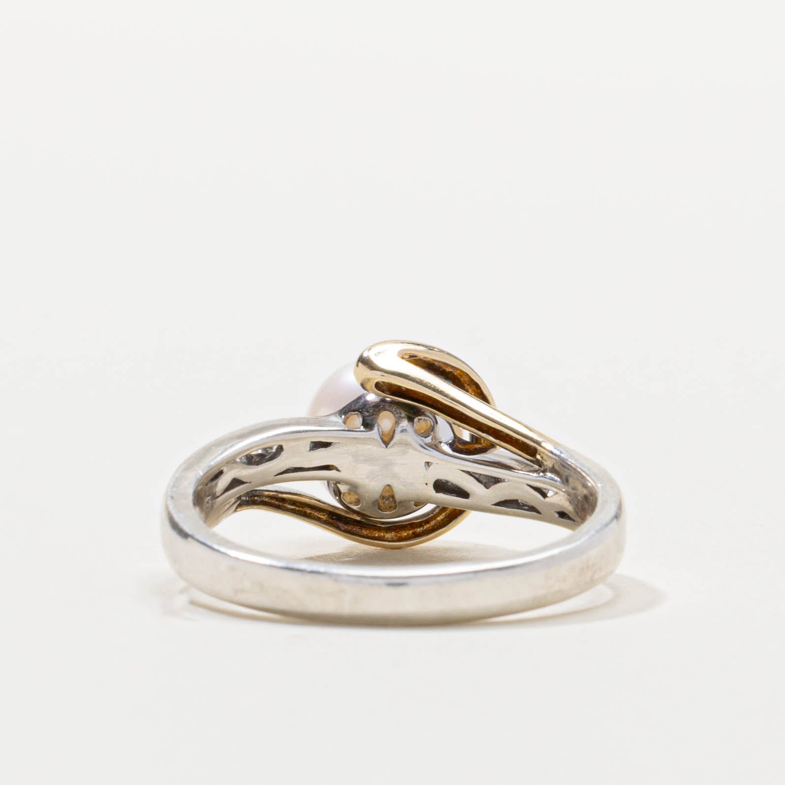 14k & Sterling Silver Pearl & Diamond Accented Ring | SZ 7.5