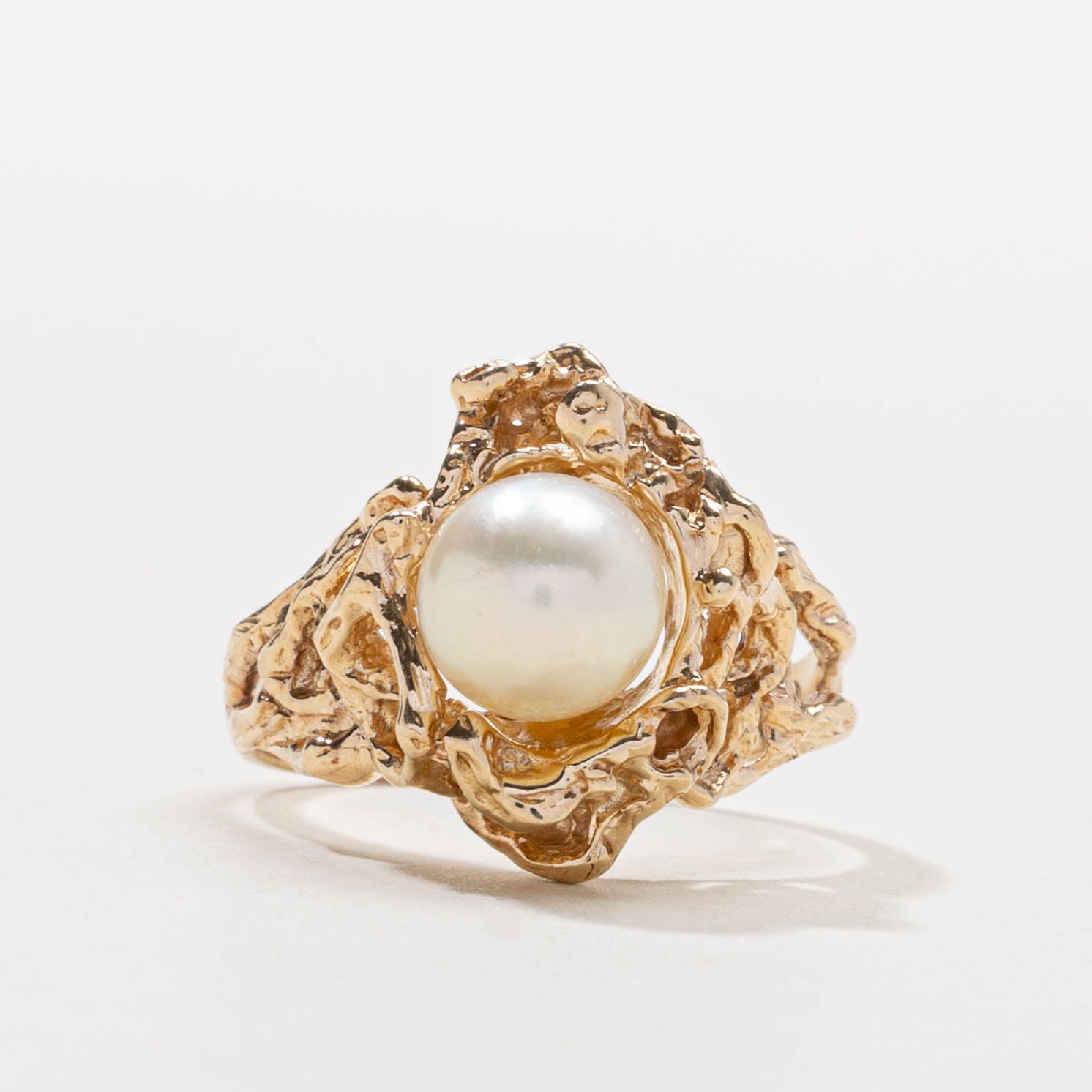 10k Pearl Nuggety Cocktail Ring | SZ 7.75