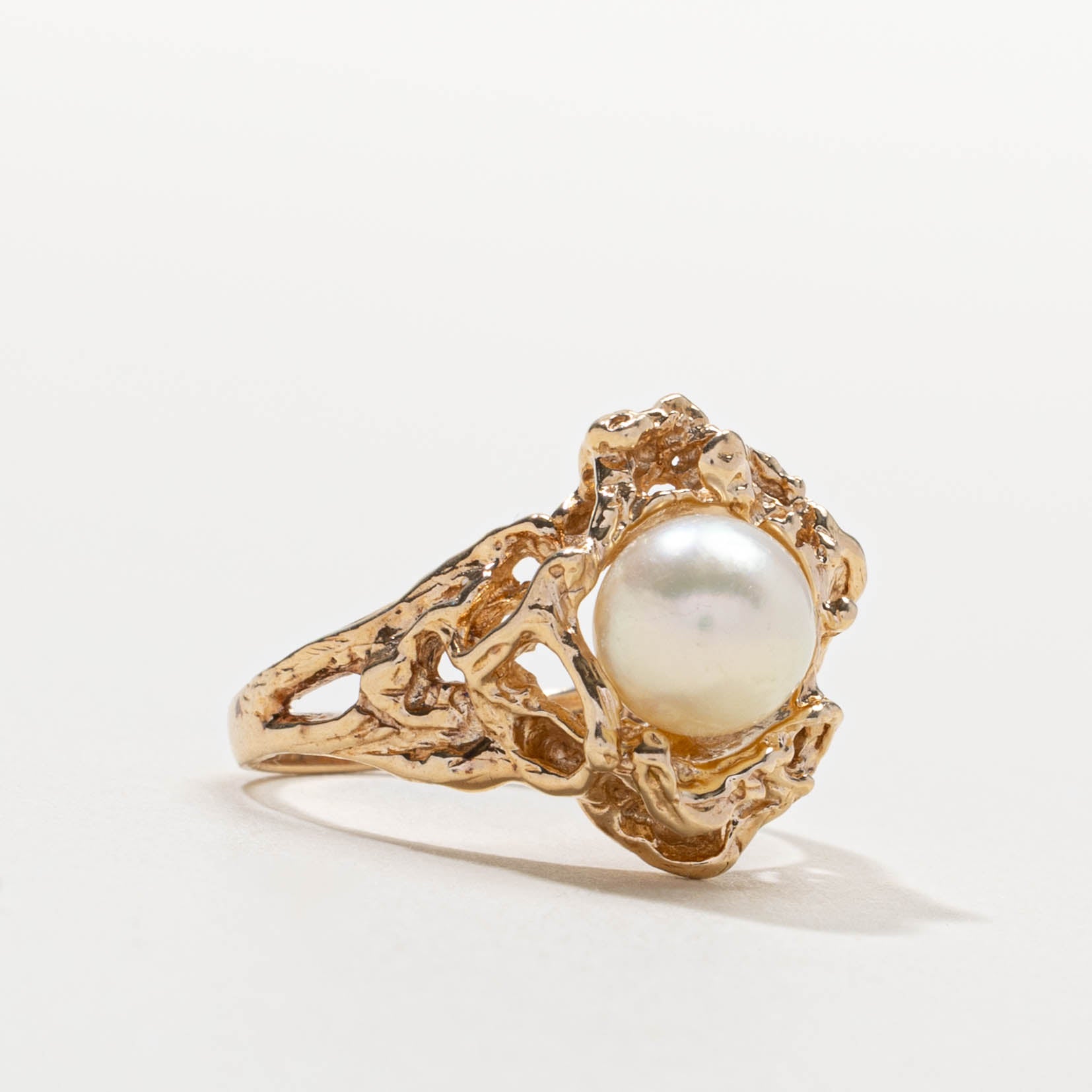 10k Pearl Nuggety Cocktail Ring | SZ 7.75