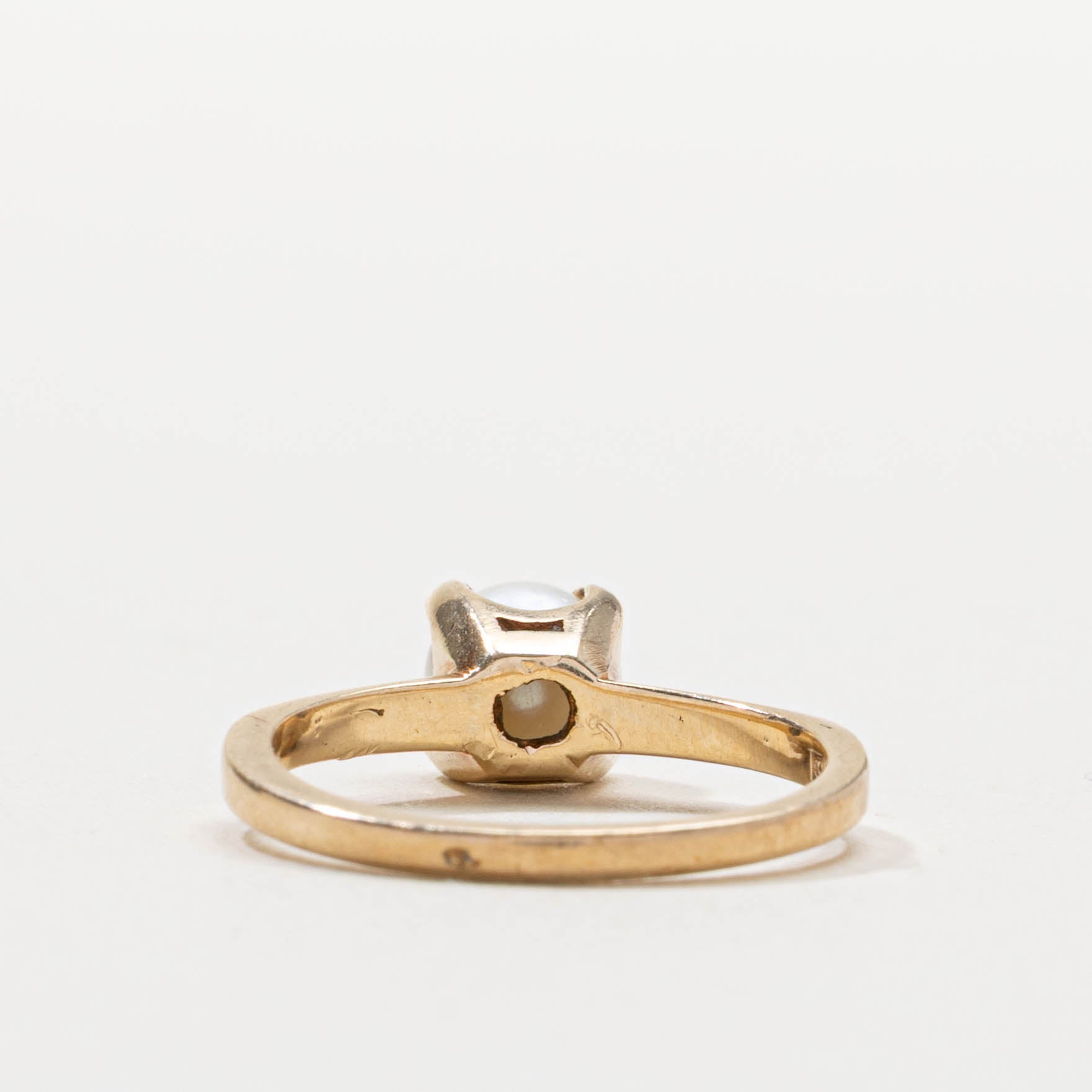 10k Solitaire Prong Set Pearl Ring | SZ 5.25
