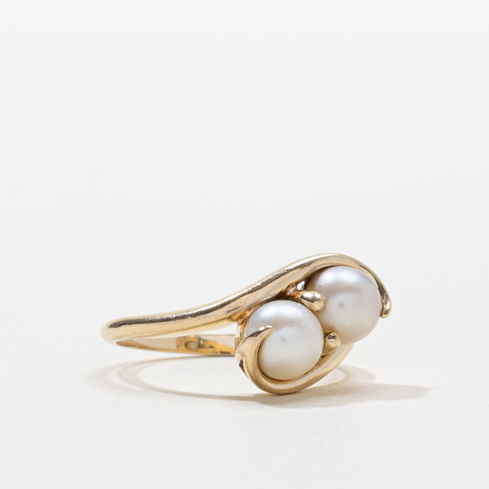 Vintage Canadian Toi Et Moi Pearl Bypass Ring | SZ 7.5