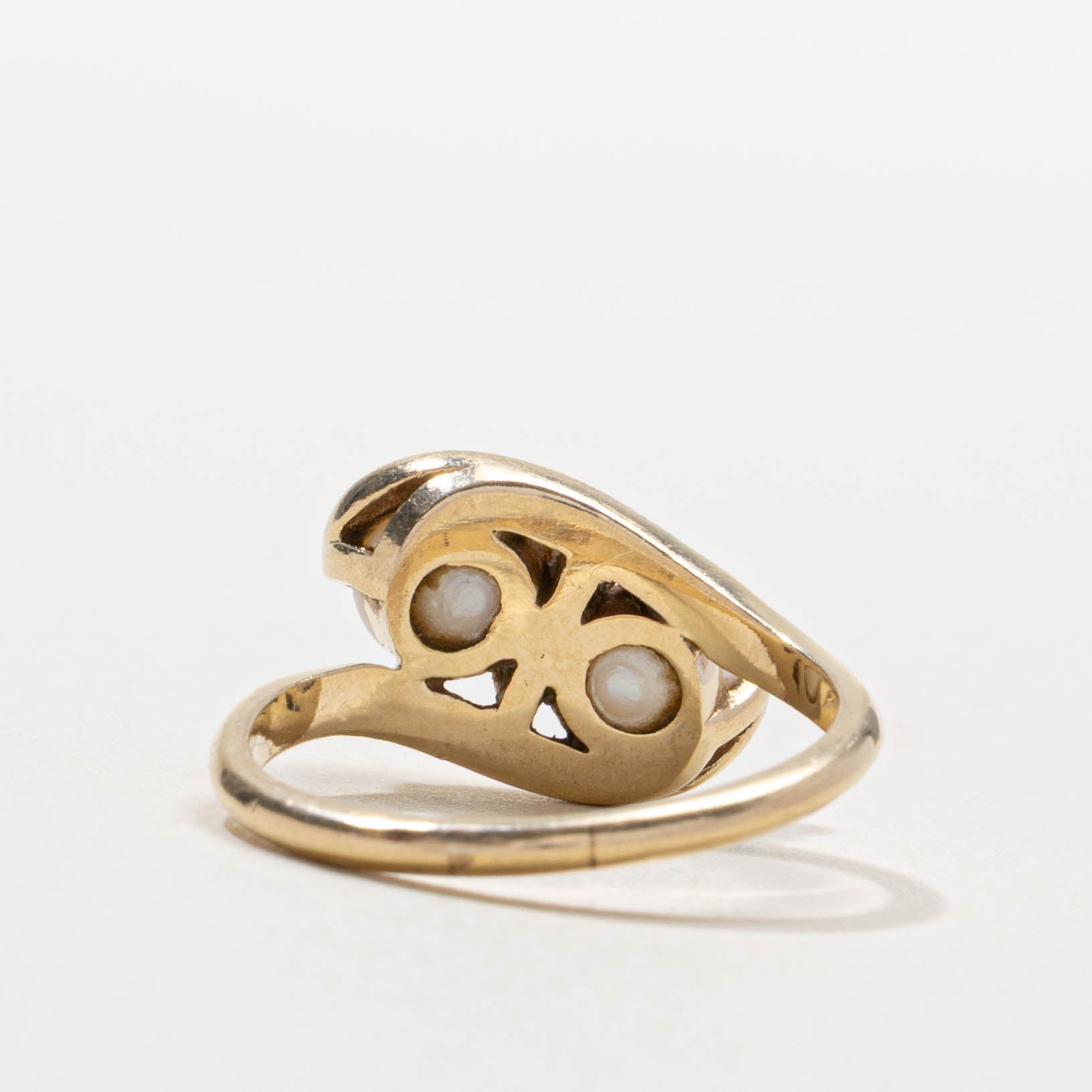 Vintage Canadian Toi Et Moi Pearl Bypass Ring | SZ 7.5