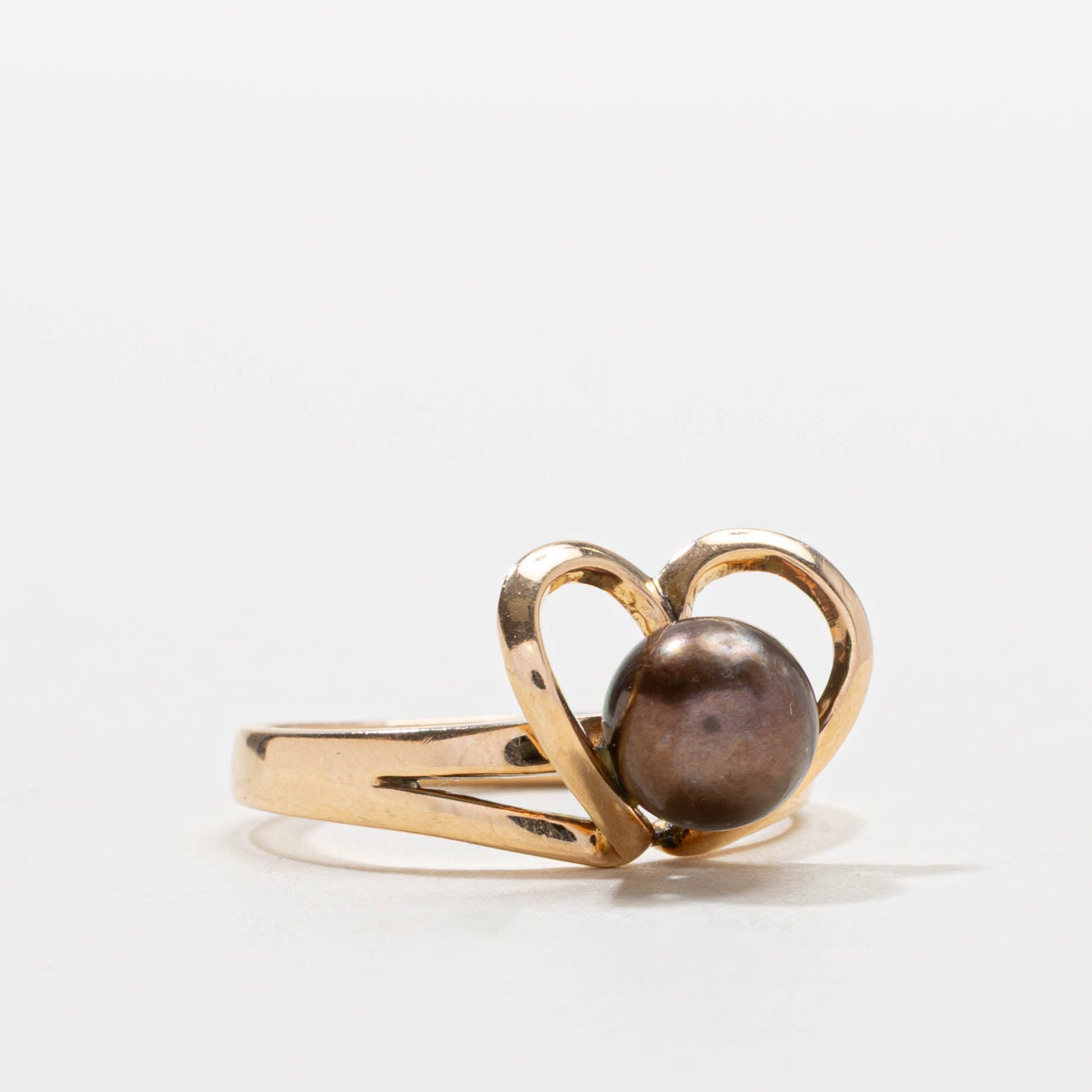 14k Black Pearl Heart Ring | SZ 6.75