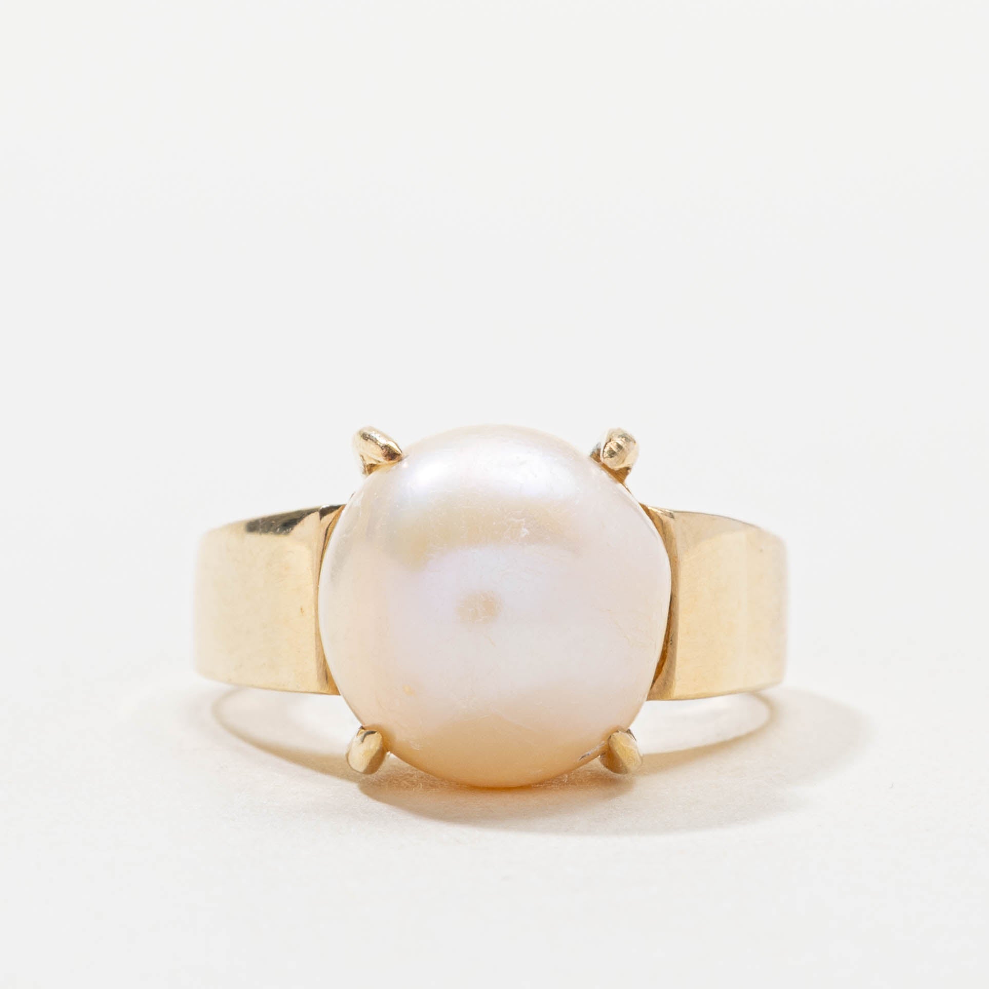 14k Prong Set Pearl Cocktail Ring | SZ 8.5