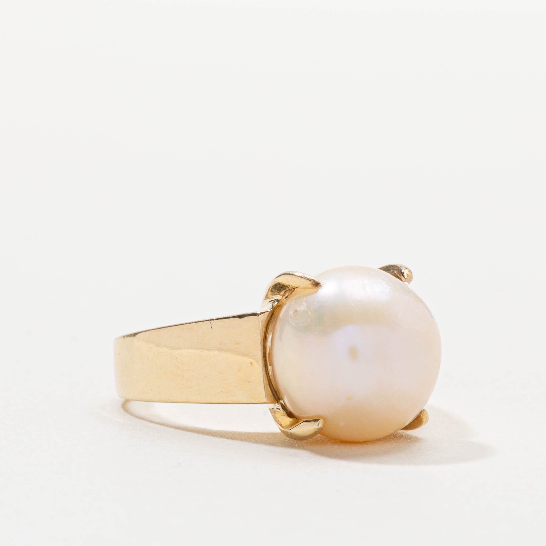 14k Prong Set Pearl Cocktail Ring | SZ 8.5