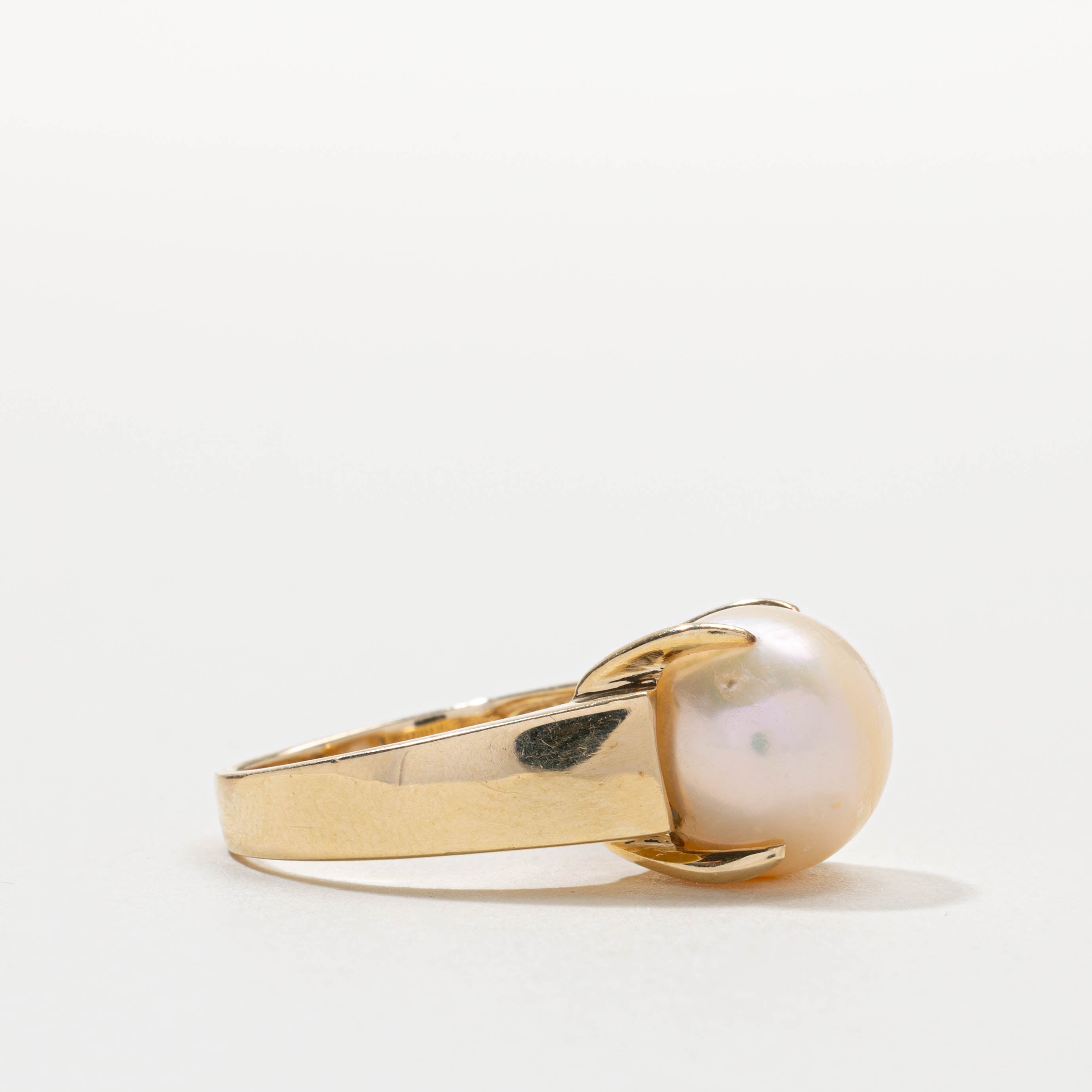 14k Prong Set Pearl Cocktail Ring | SZ 8.5