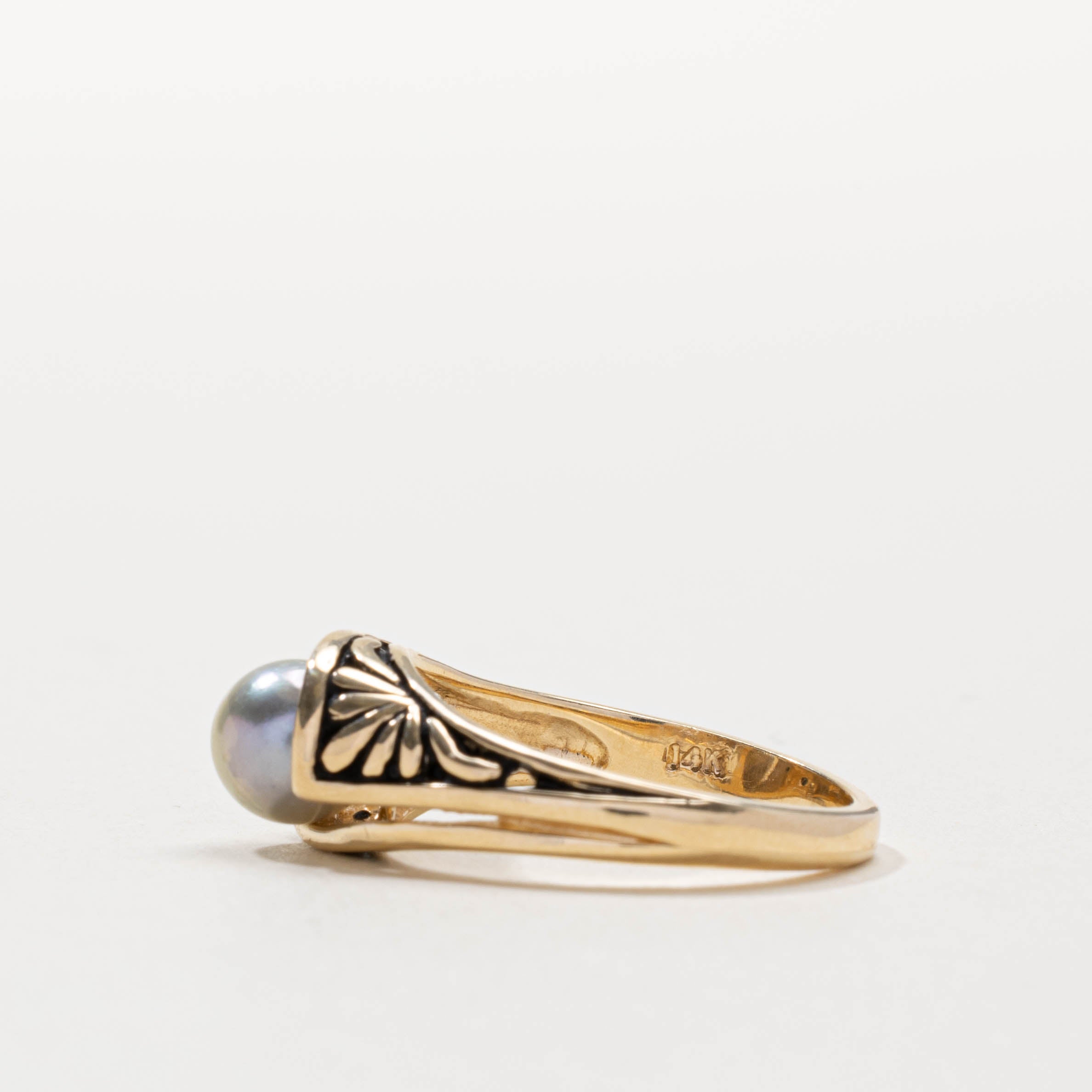 14k Pearl Ornate Detailed Ring | SZ 6.5