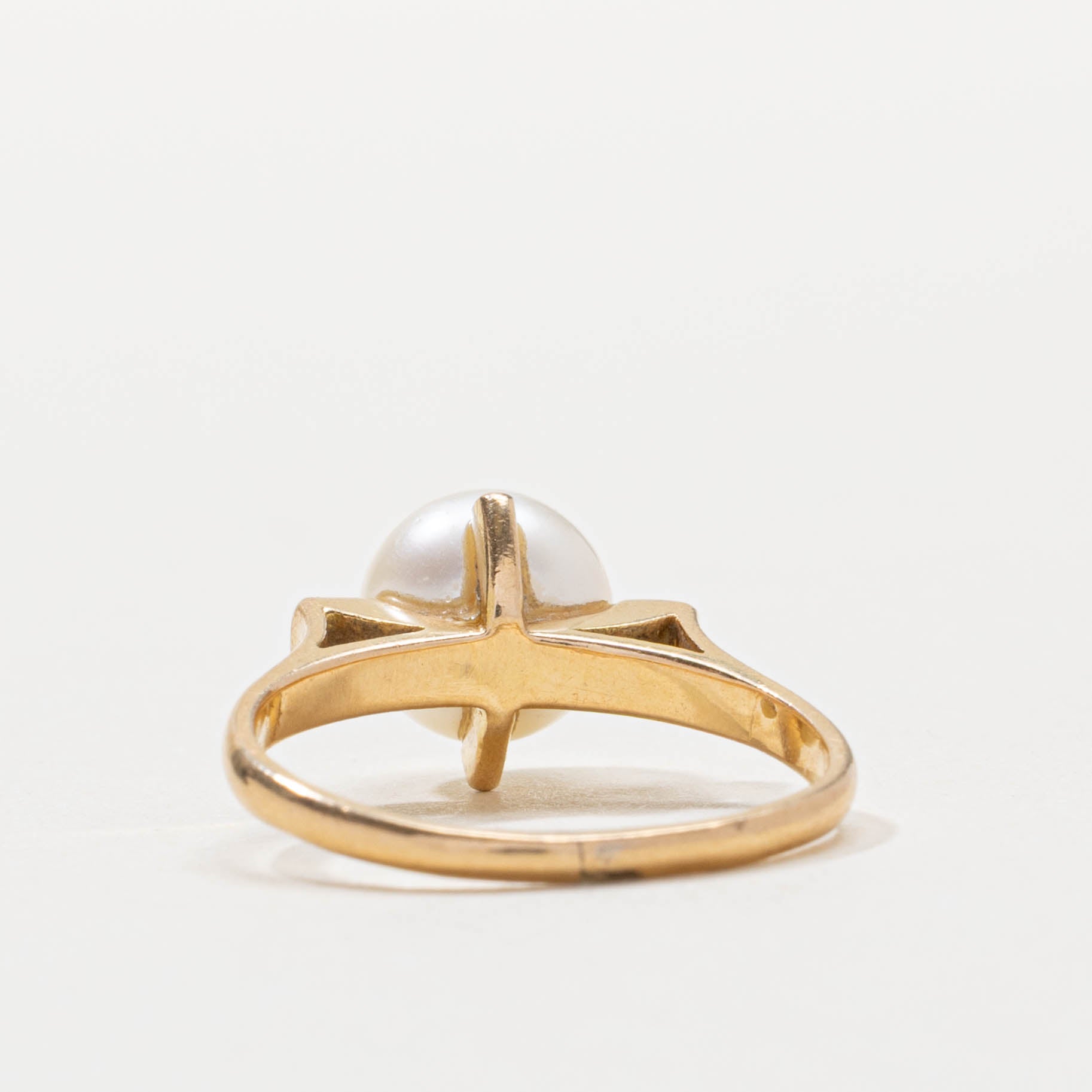 18k Solitaire Pearl Ring | SZ 4.5