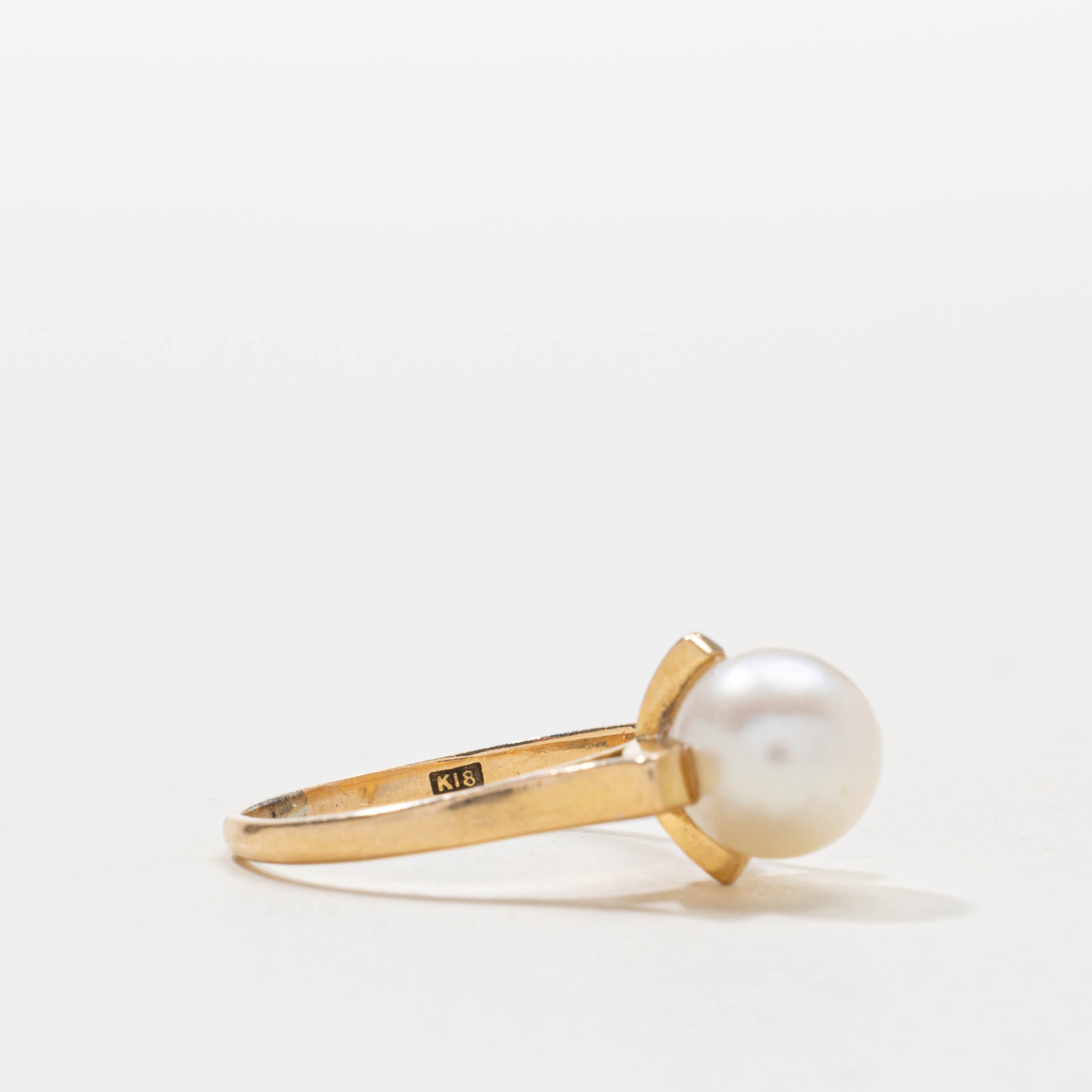 18k Solitaire Pearl Ring | SZ 4.5