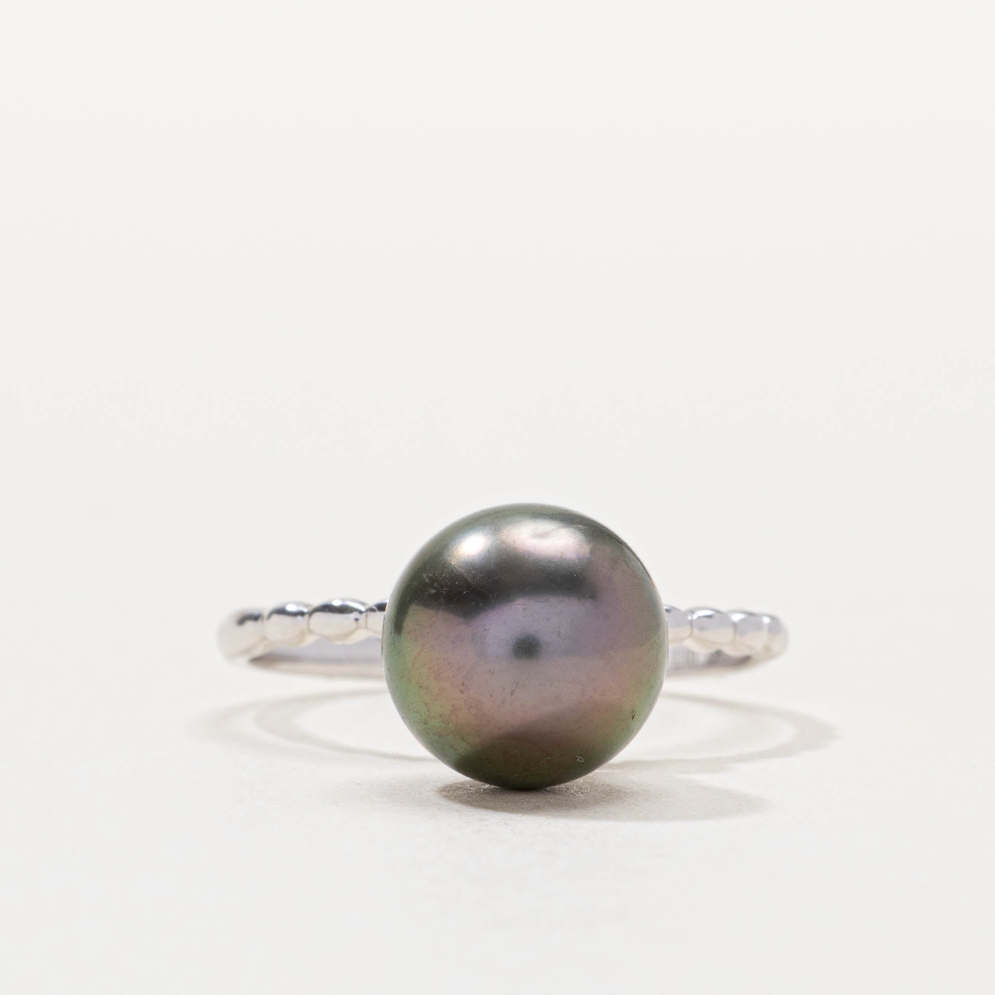 18k Dangling Tahitian Pearl Ring | 1.55mm | SZ 6.5