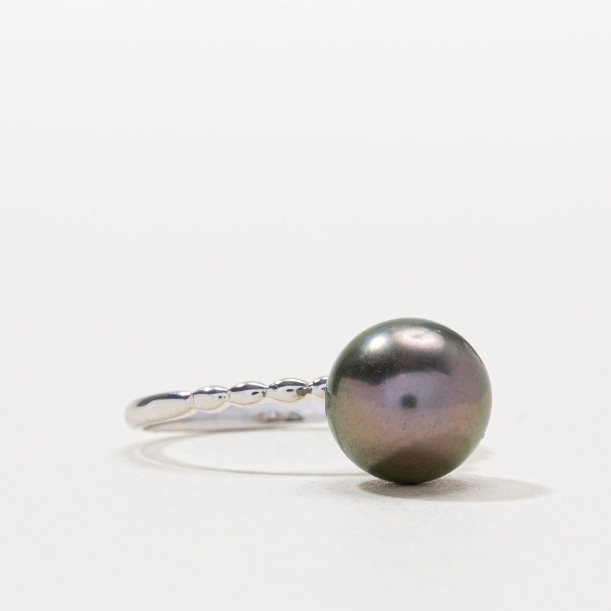 18k Dangling Tahitian Pearl Ring | 1.55mm | SZ 6.5