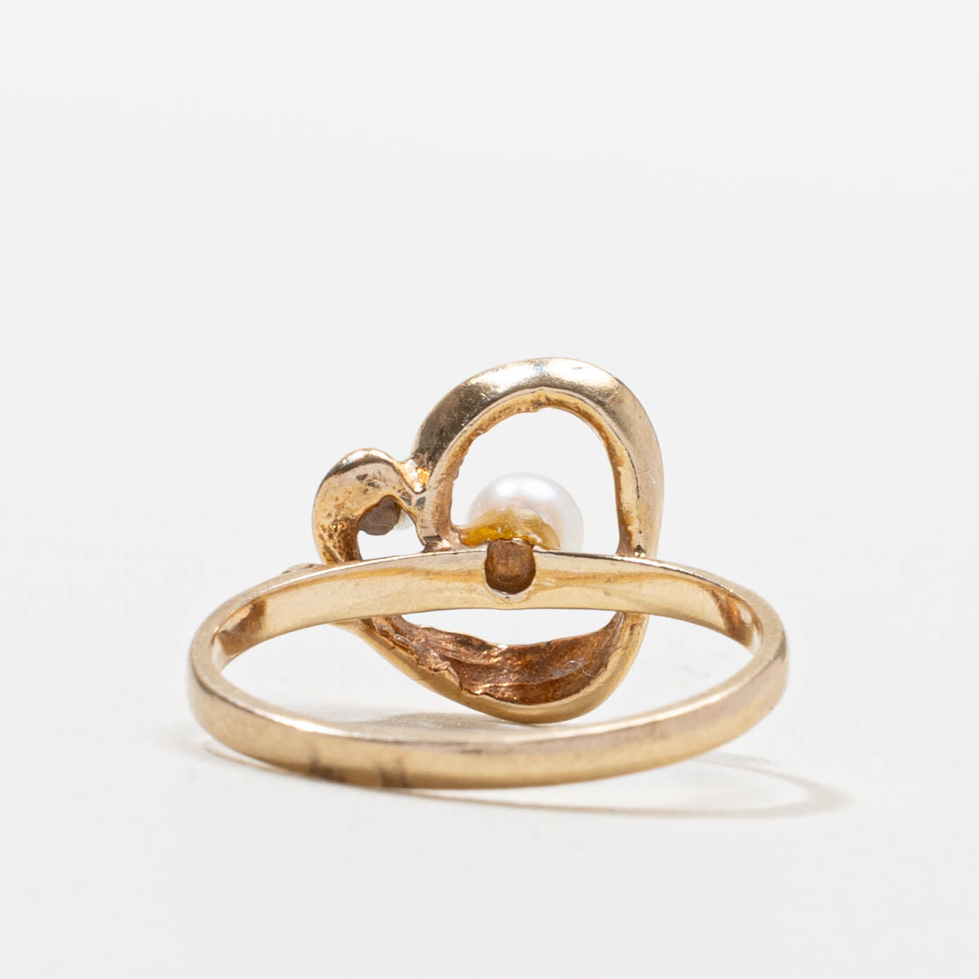14k Pearl & Diamond Abstract Ring | SZ 5.5