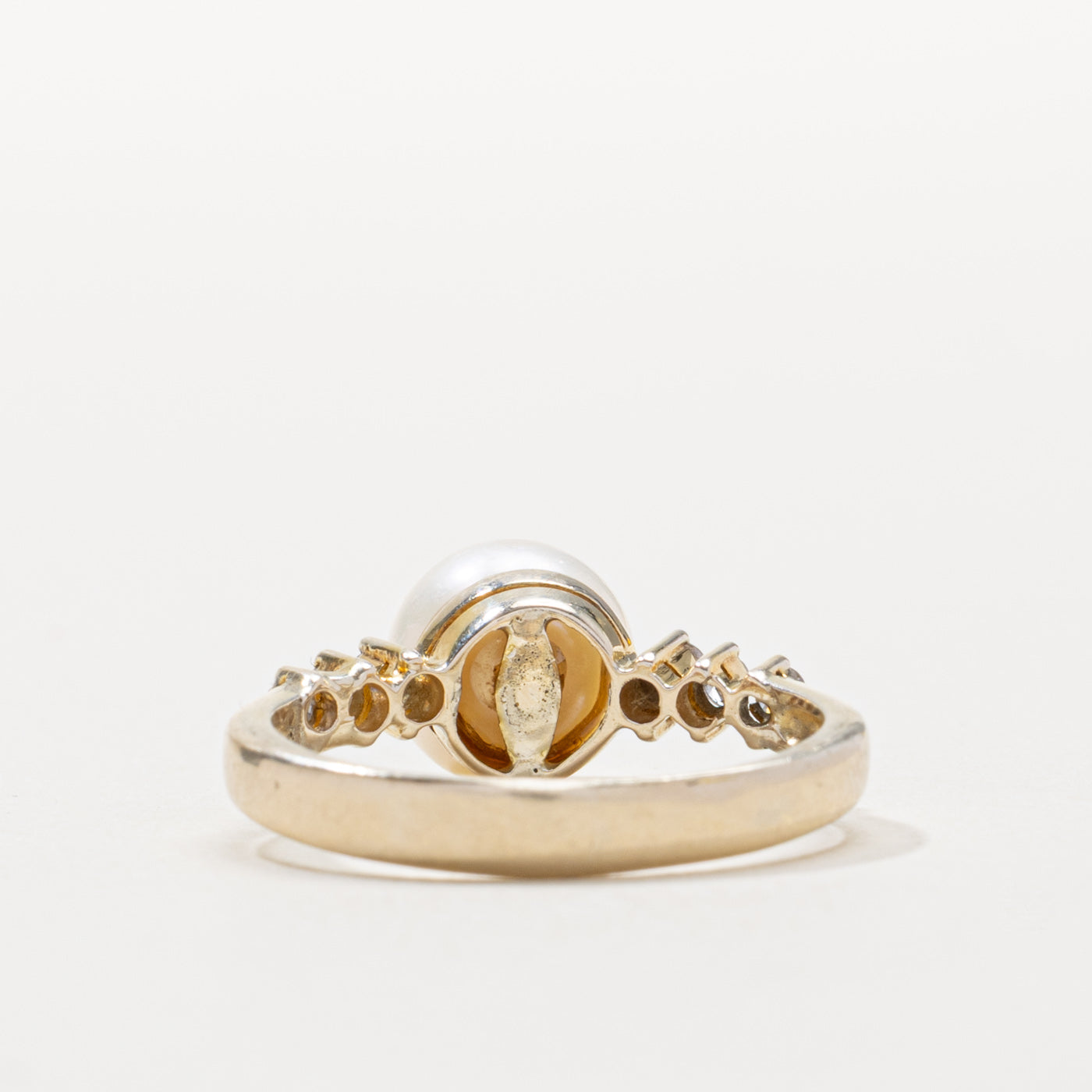 14k Pearl & Diamond Accented Ring | SZ 7.5