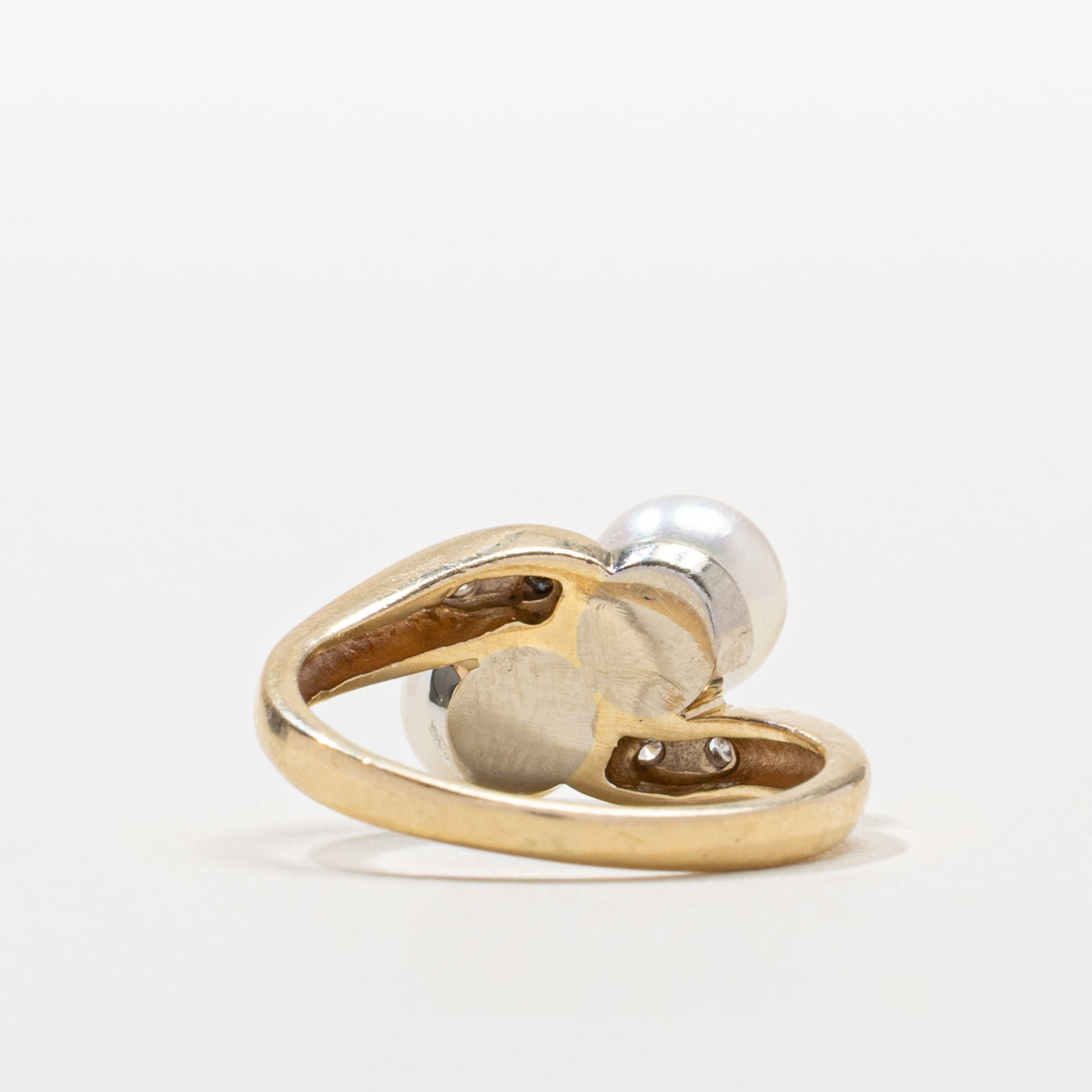 Two Stone Pearl & Diamond Ring | SZ 5