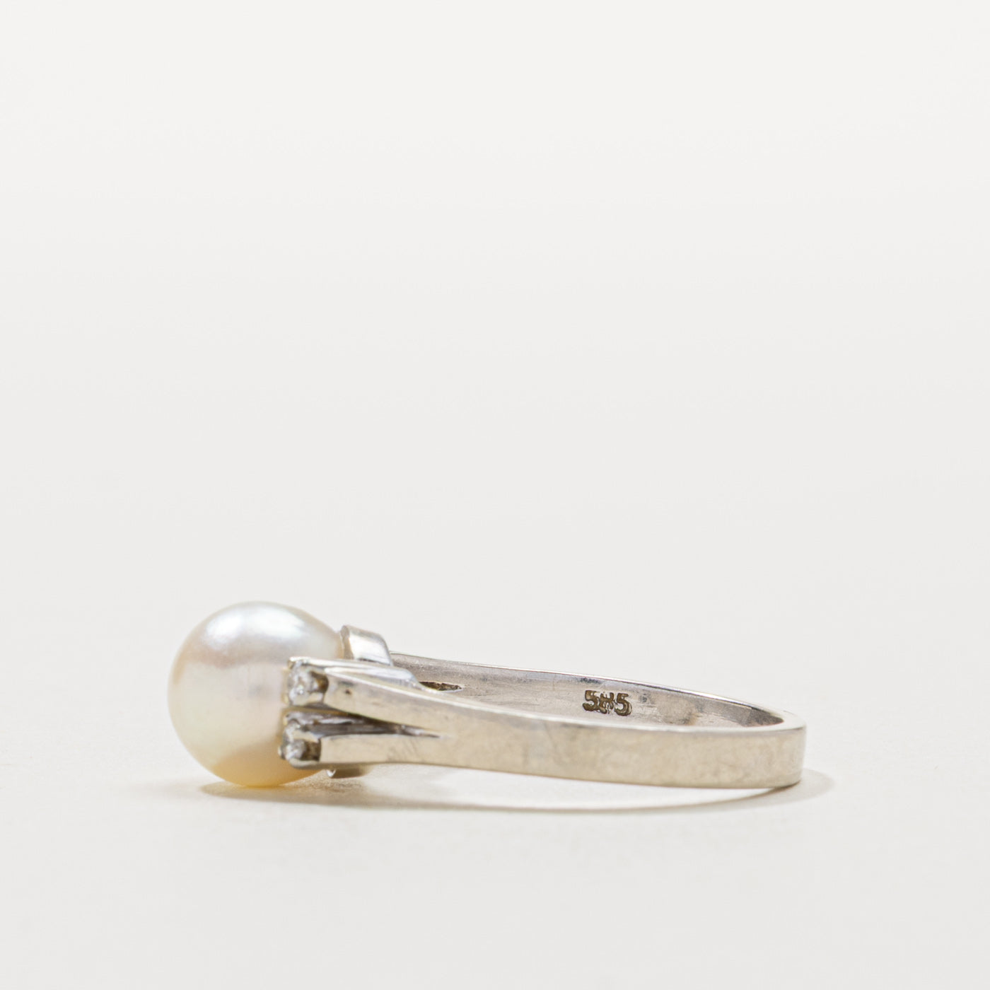 14k Pearl & Diamond Accented Ring | SZ 7.5