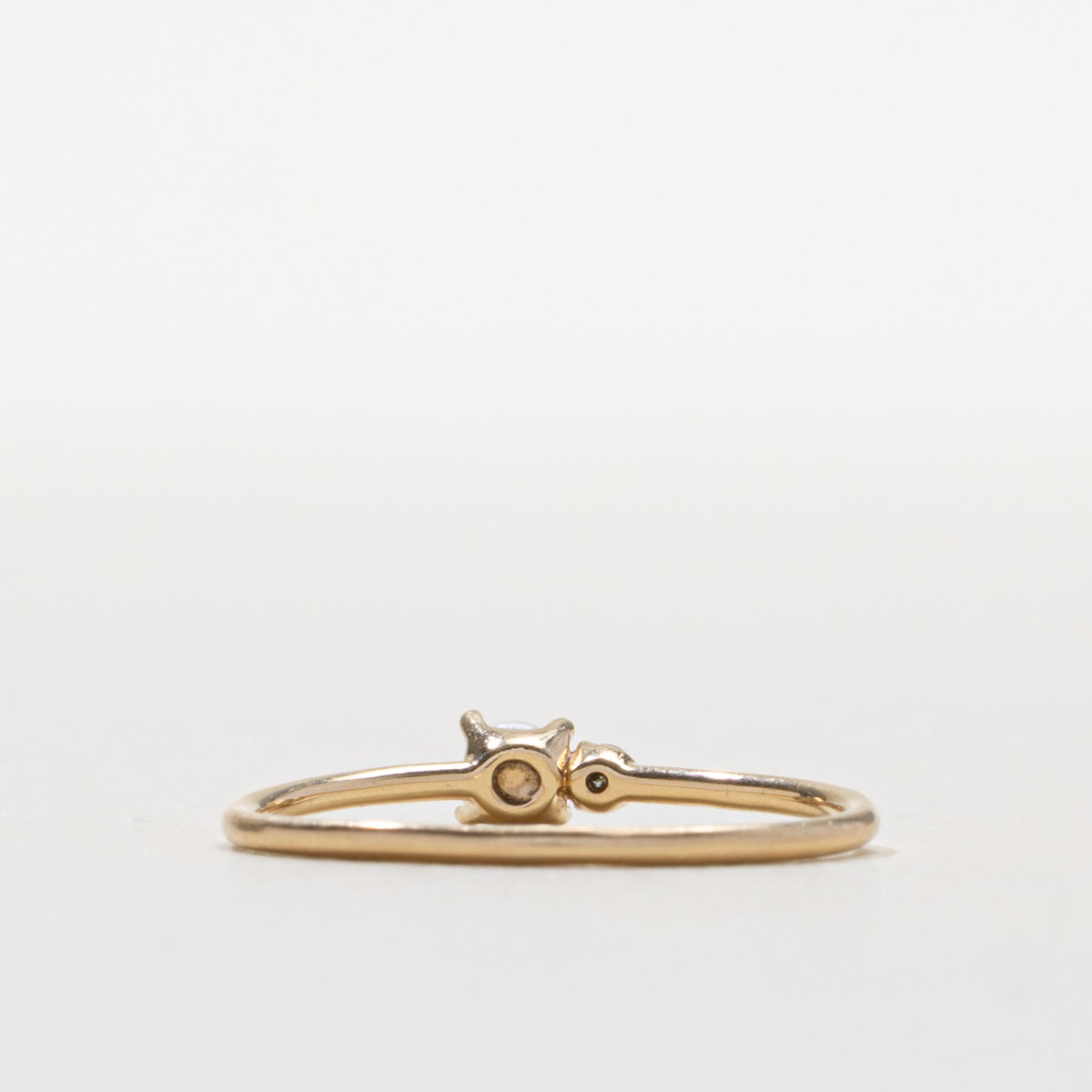 14k Pearl & Diamond Petite Toi et Moi Ring | SZ 7.25