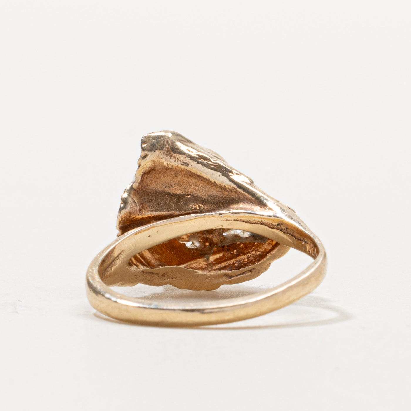 10k Pearl & Diamond Textured Floral Ring | SZ 5.75