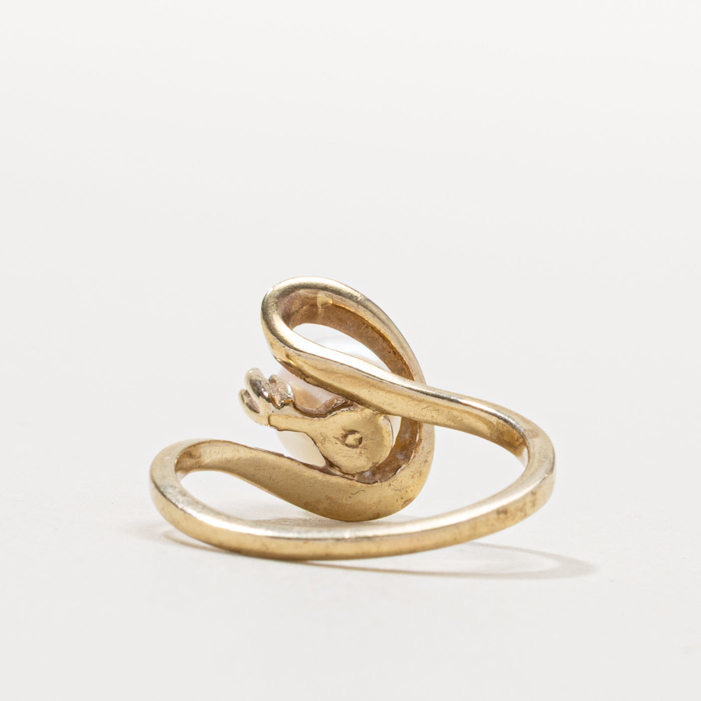 10k Pearl & Diamond Abstract Ring | SZ 6.5