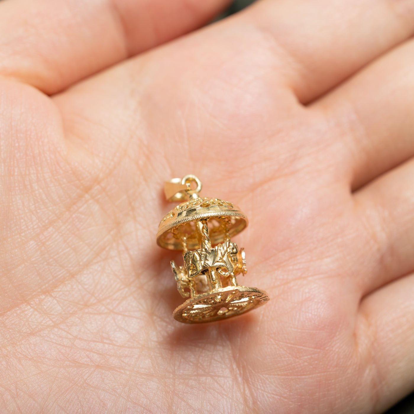 14k Yellow & Rose Gold Milgrained Carousel Charm