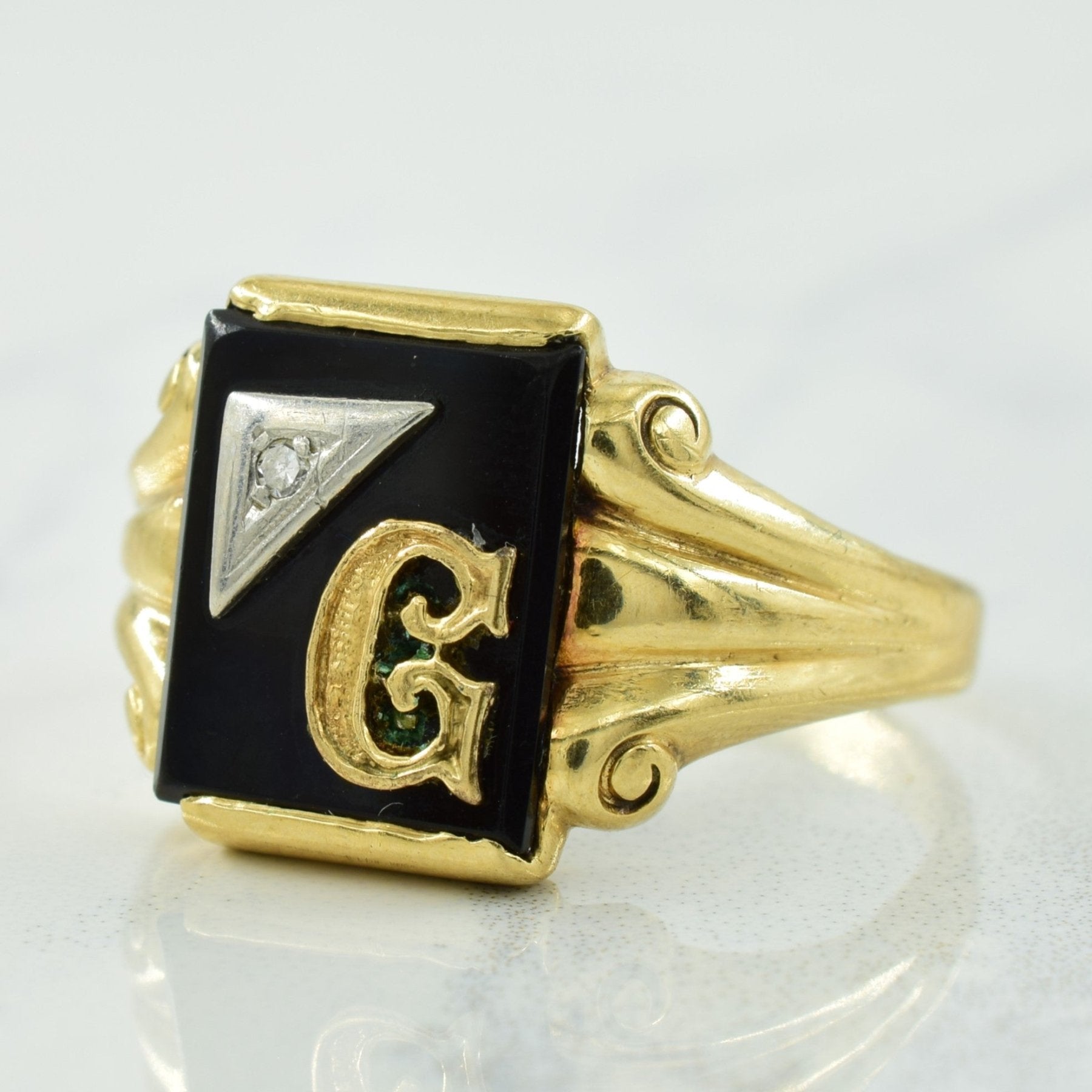 'G' Black Onyx & Diamond Ring | 3.80ct, 0.01ct | SZ 10.25 | - 100 Ways
