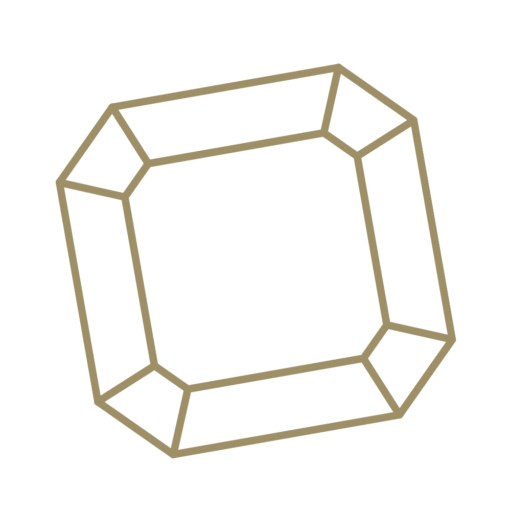 Gold asscher gemstone outline