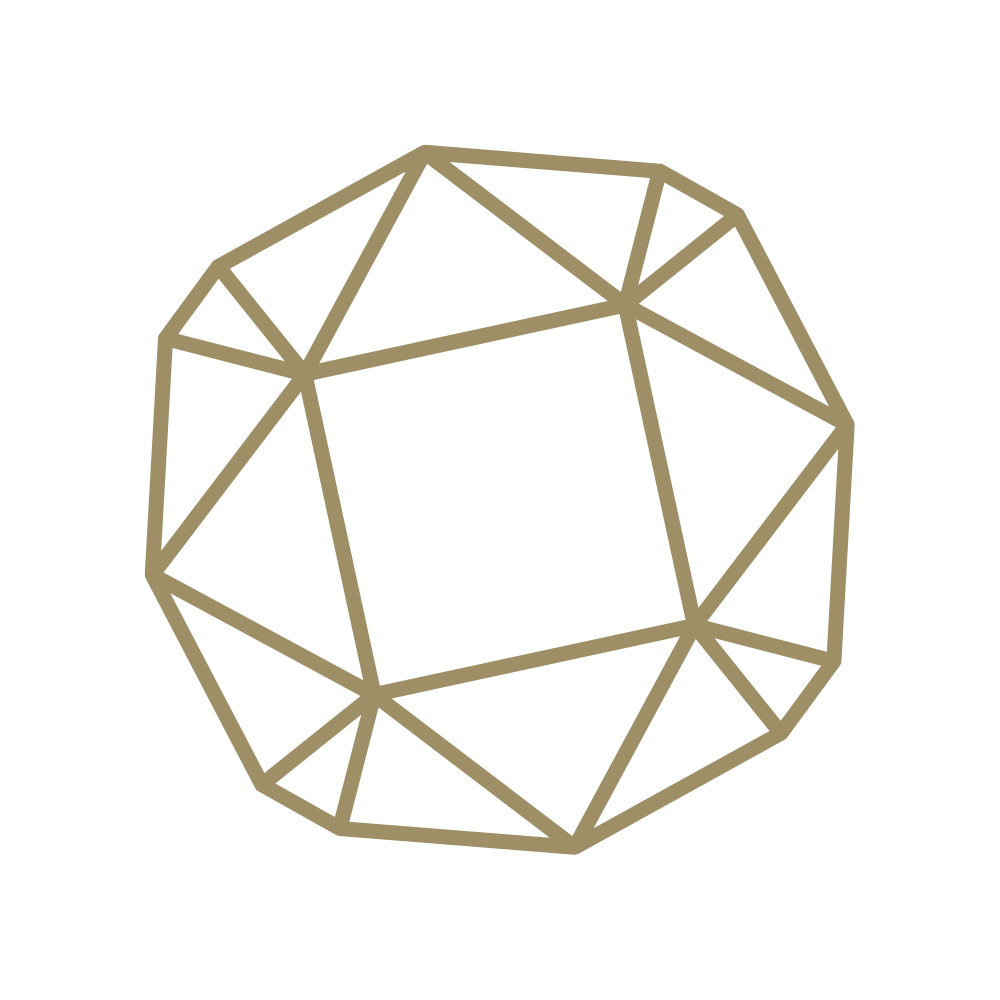 Gold gemstone cushion cut outline