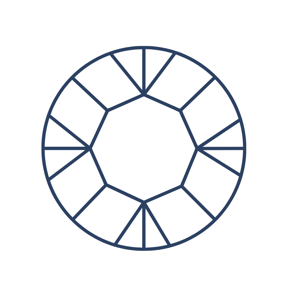 Navy blue round brilliant cut gemstone outline