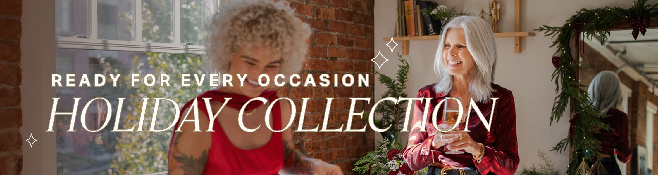 ready for every occasion - holiday collection cover image with title text features woman in holiday outfit folding cloth napkins