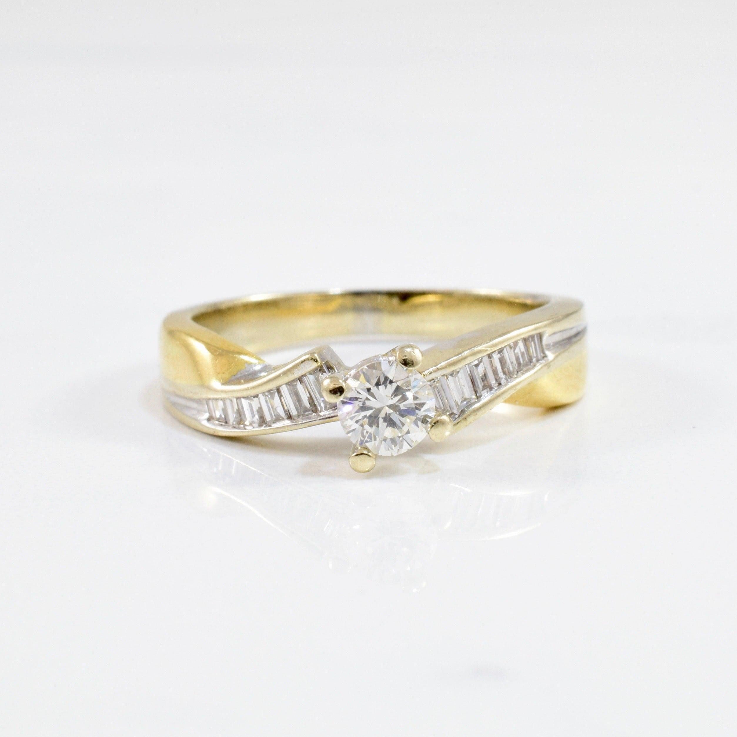 Baguette Diamond Detailed Engagement Ring | 0.50 ctw SZ 7.75 |