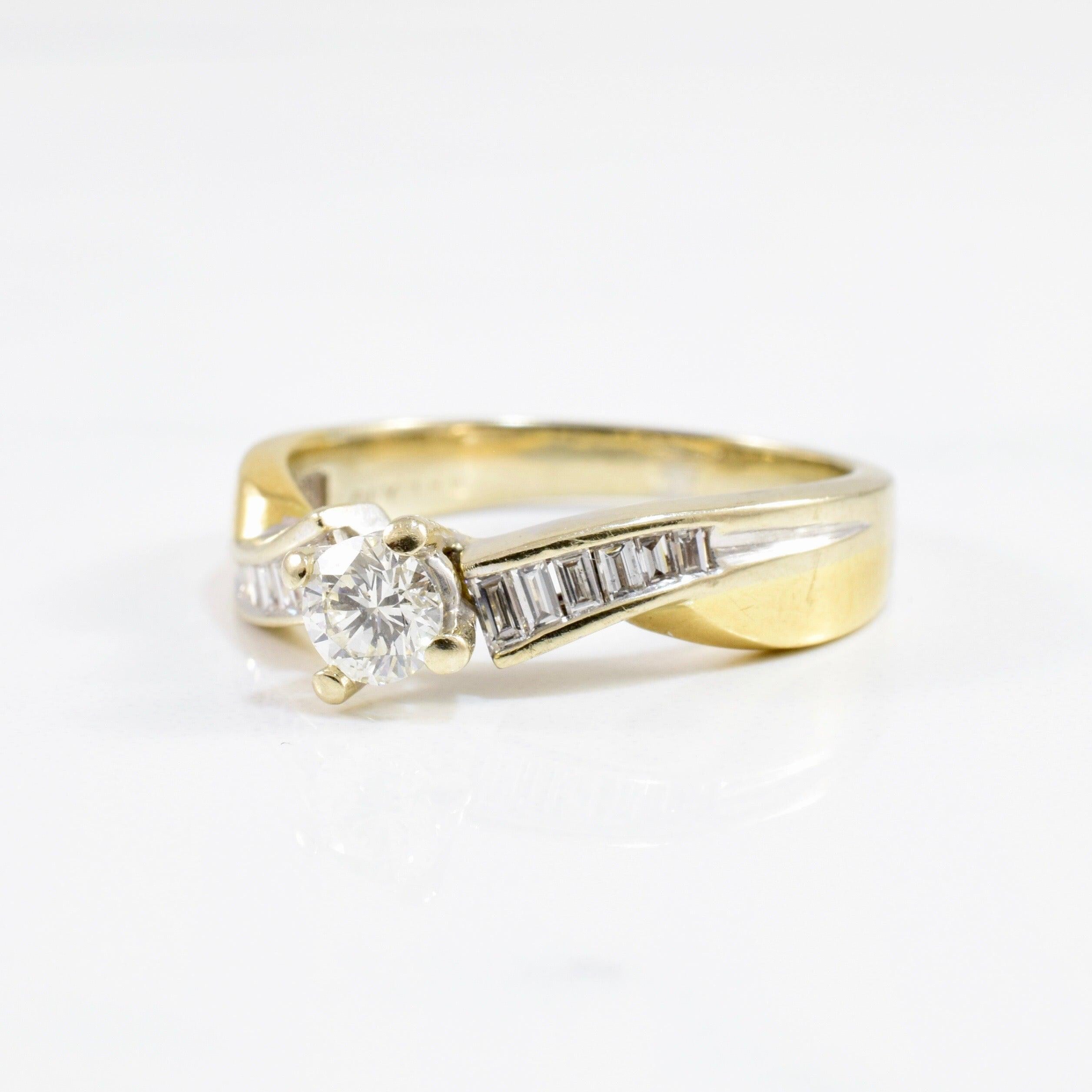 Baguette Diamond Detailed Engagement Ring | 0.50 ctw SZ 7.75 |