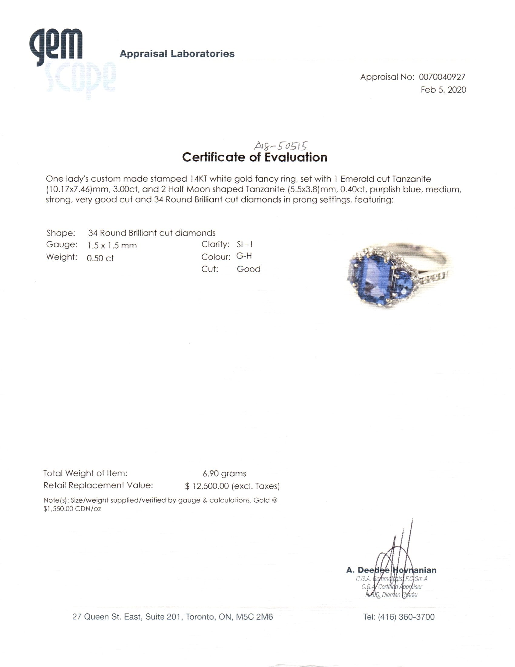 14K Tanzanite and Diamond Three Stone Ring | 3.40ctw, 0.50ctw | SZ 6.75 |