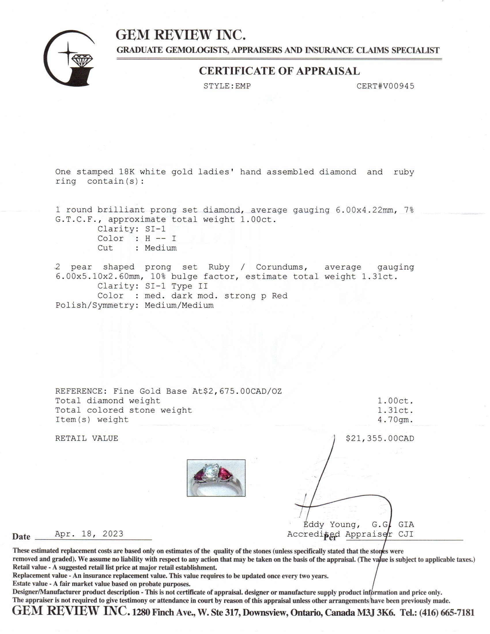 18K White Gold Diamond and Ruby Ring | 1.00 ct, 1.31 ctw | SZ 6.25 |
