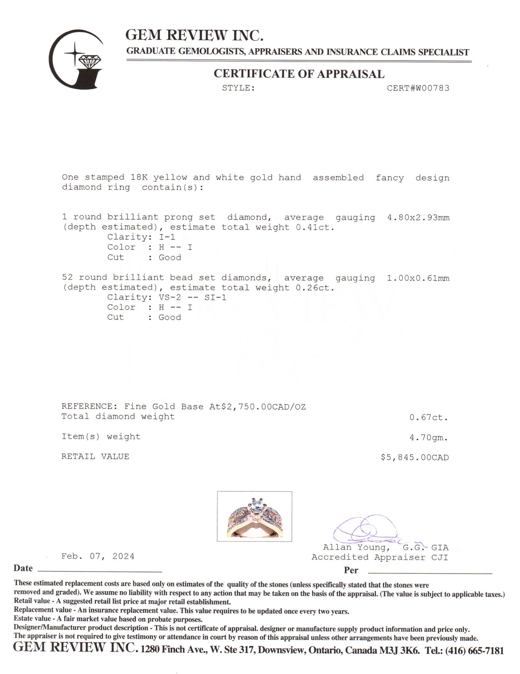 18K Yellow and White Gold Diamond Ring | 0.67ctw | SZ 5.25 |