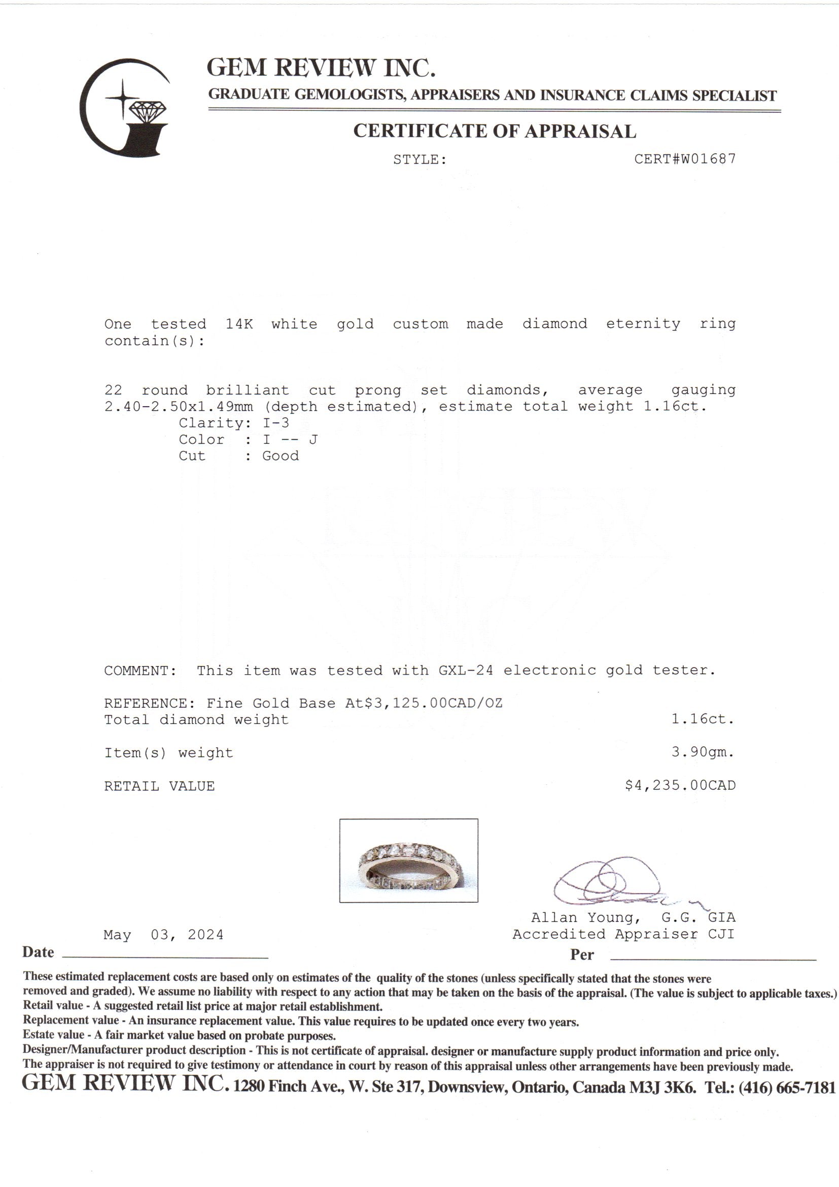Alliance en or blanc 14 carats sertie de diamants | 1,16 ct au total | 9,25