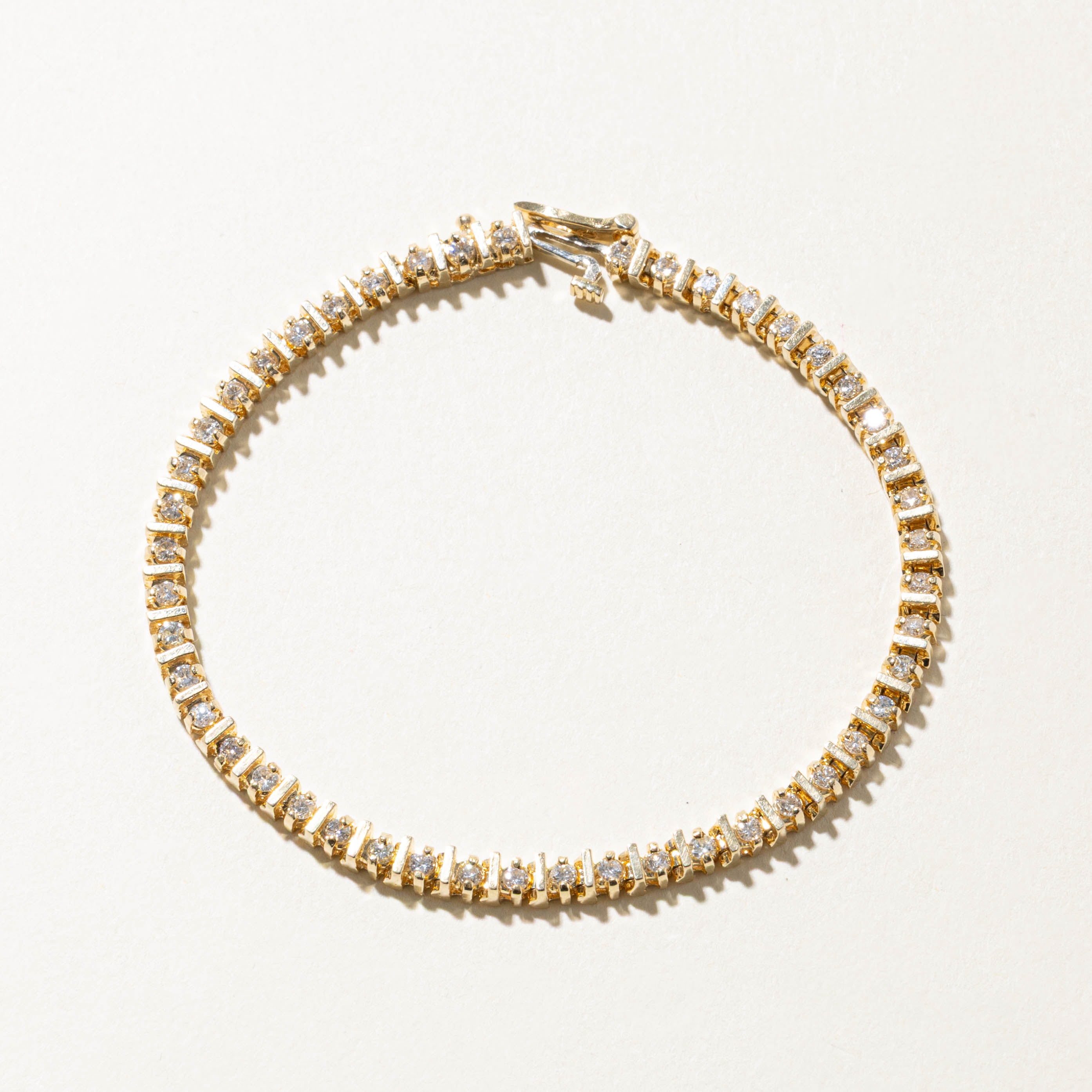 14k Multi Row Diamond Bar Tennis Bracelet | 1.41ctw | 7"