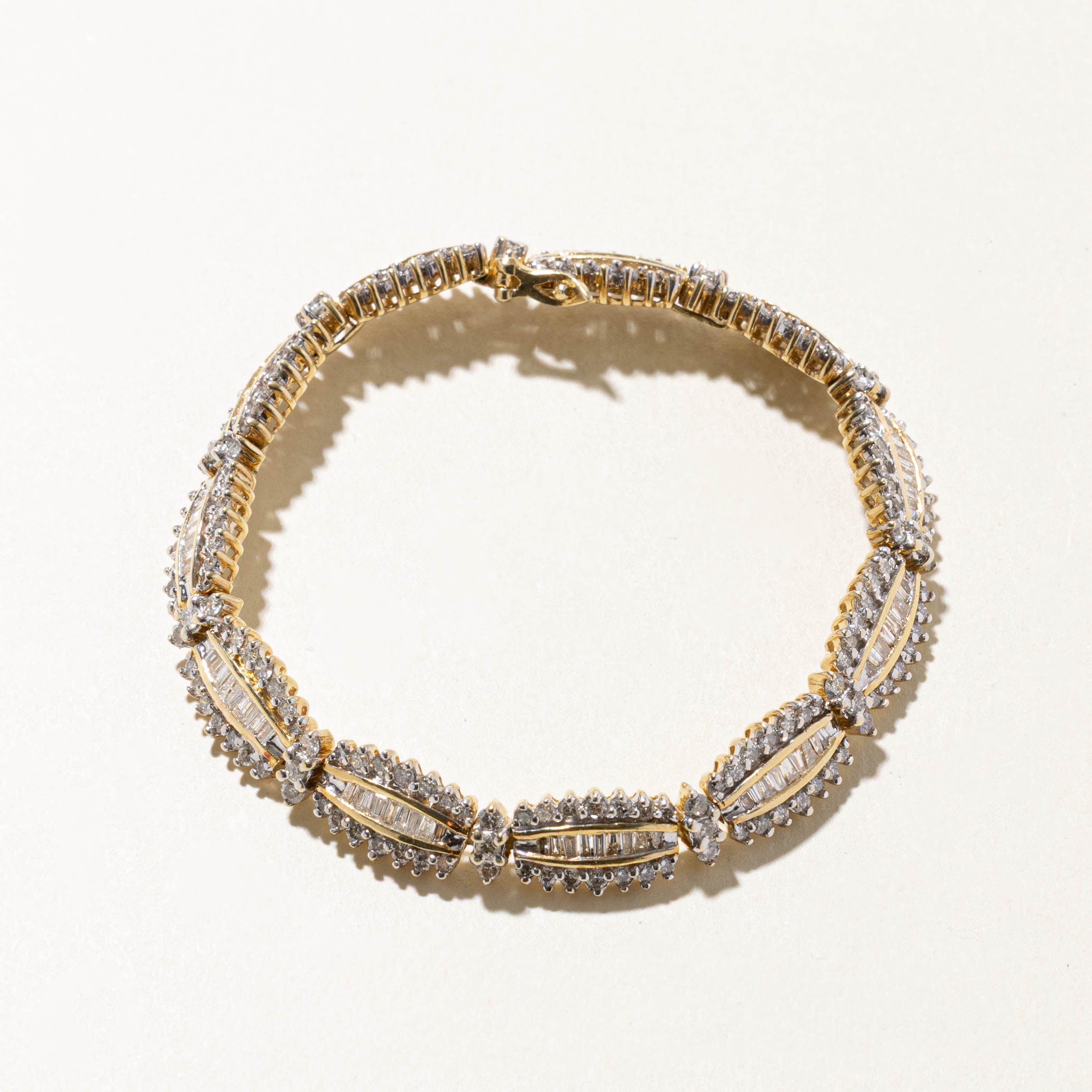 14k Channel Set Diamond Petal Tennis Bracelet | 4.17ctw | 7"