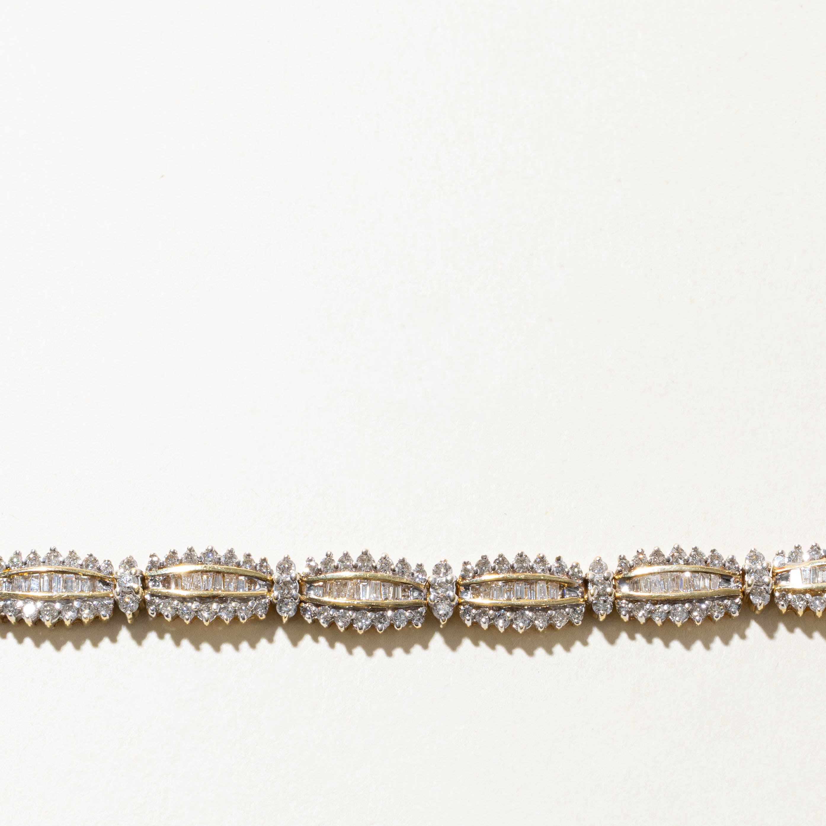 14k Channel Set Diamond Petal Tennis Bracelet | 4.17ctw | 7"