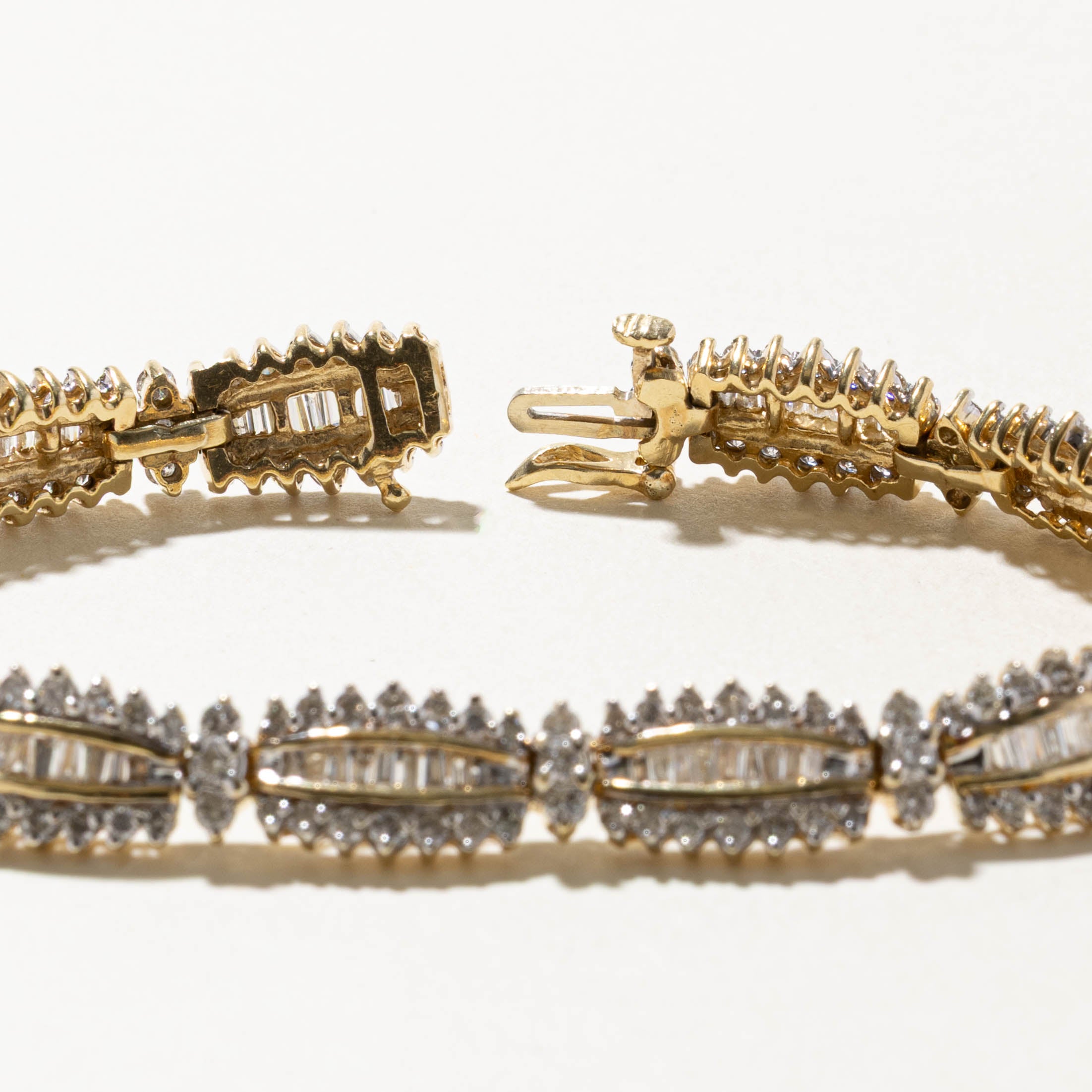 14k Channel Set Diamond Petal Tennis Bracelet | 4.17ctw | 7"