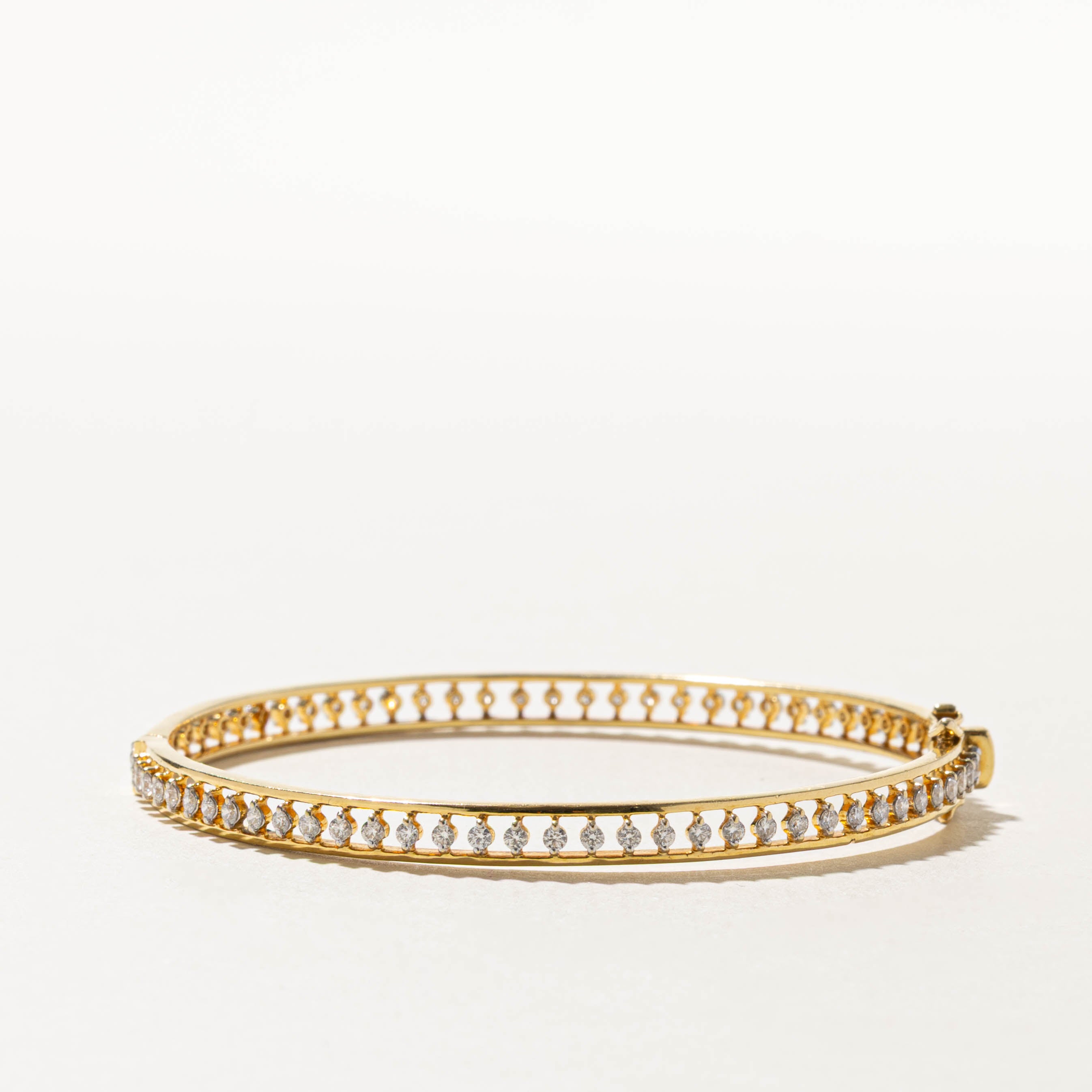 18k Eternity Diamond Openwork Bangle | 1.32ctw | 7.25"