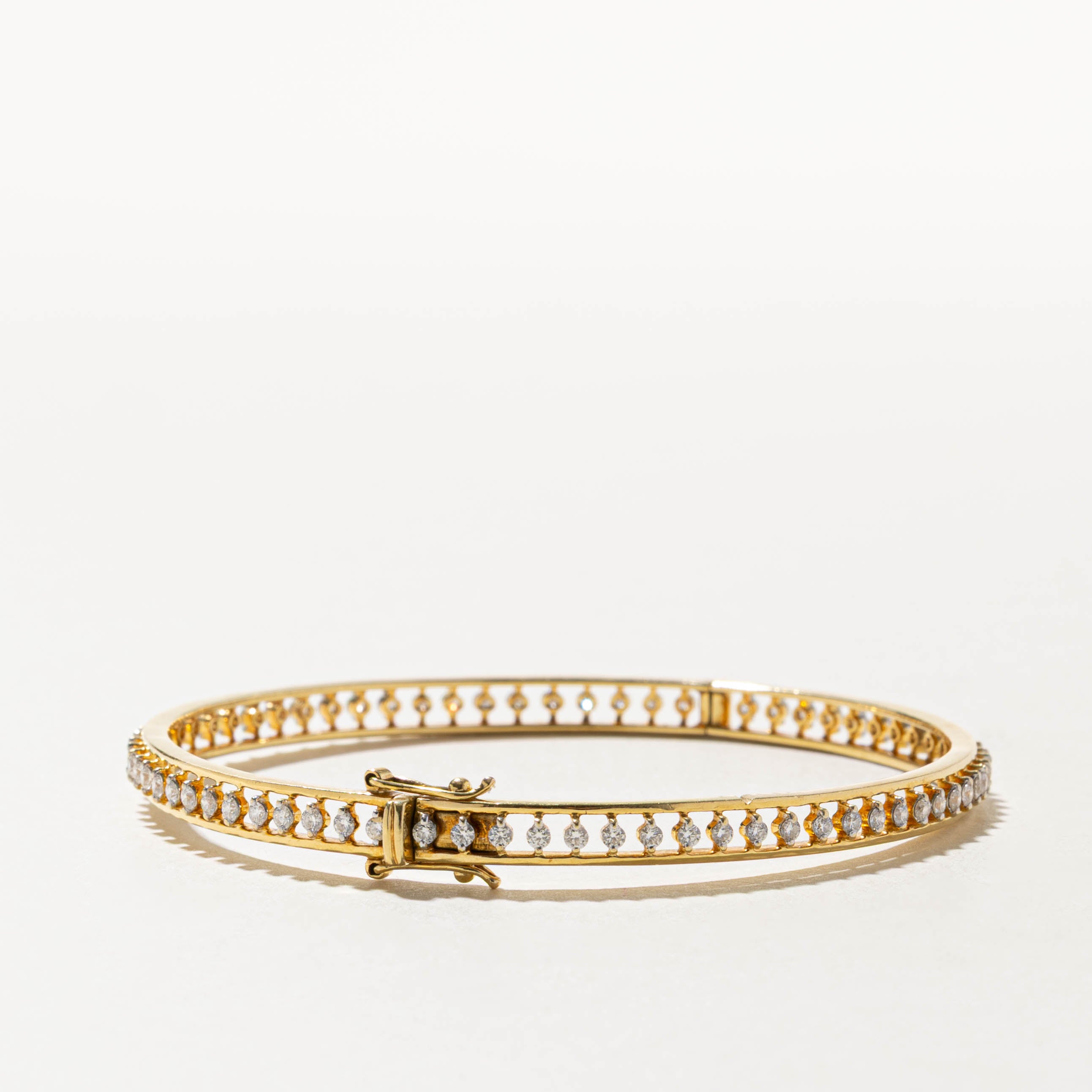 18k Eternity Diamond Openwork Bangle | 1.32ctw | 7.25"