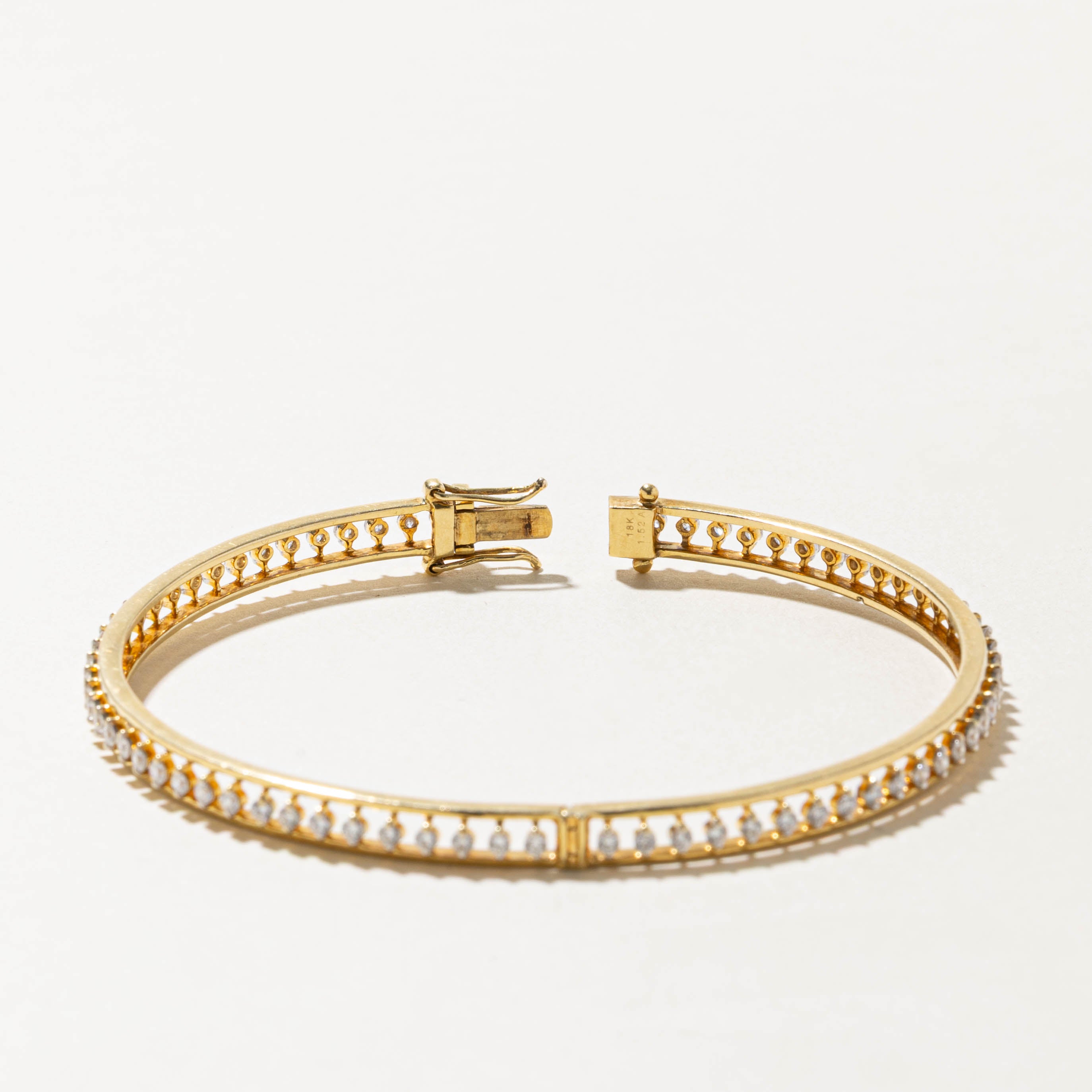 18k Eternity Diamond Openwork Bangle | 1.32ctw | 7.25"