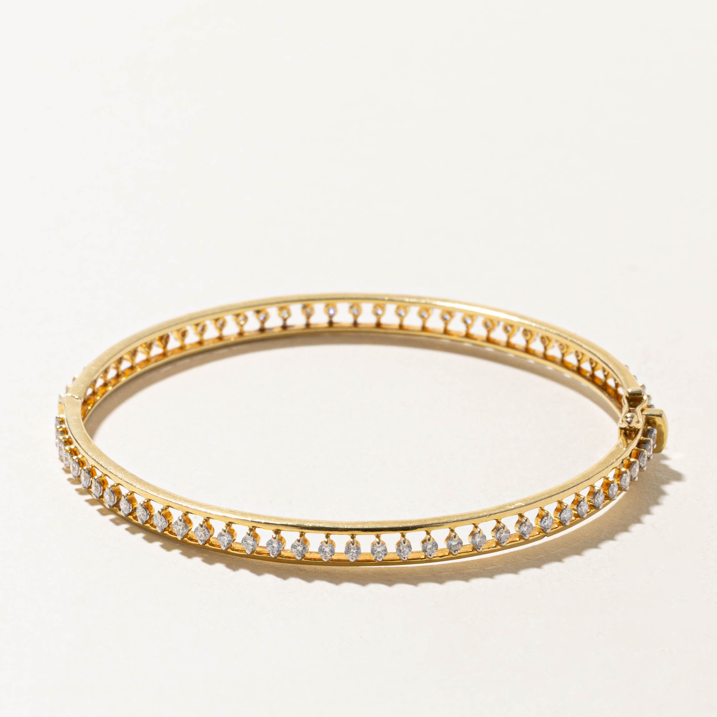 18k Eternity Diamond Openwork Bangle | 1.32ctw | 7.25"