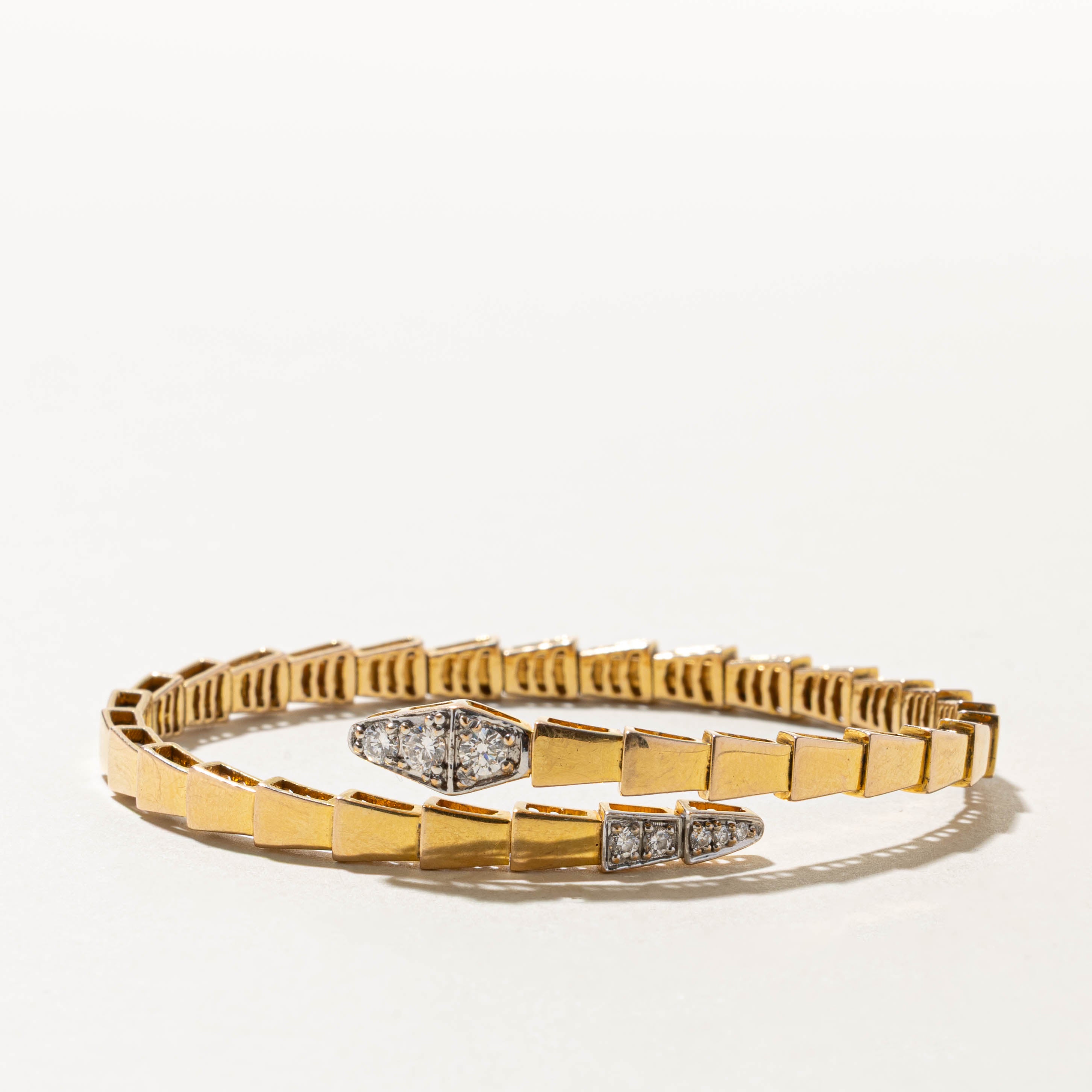 18k Pave Set Diamond Cluster Snake Cuff | 0.49ctw | 7"